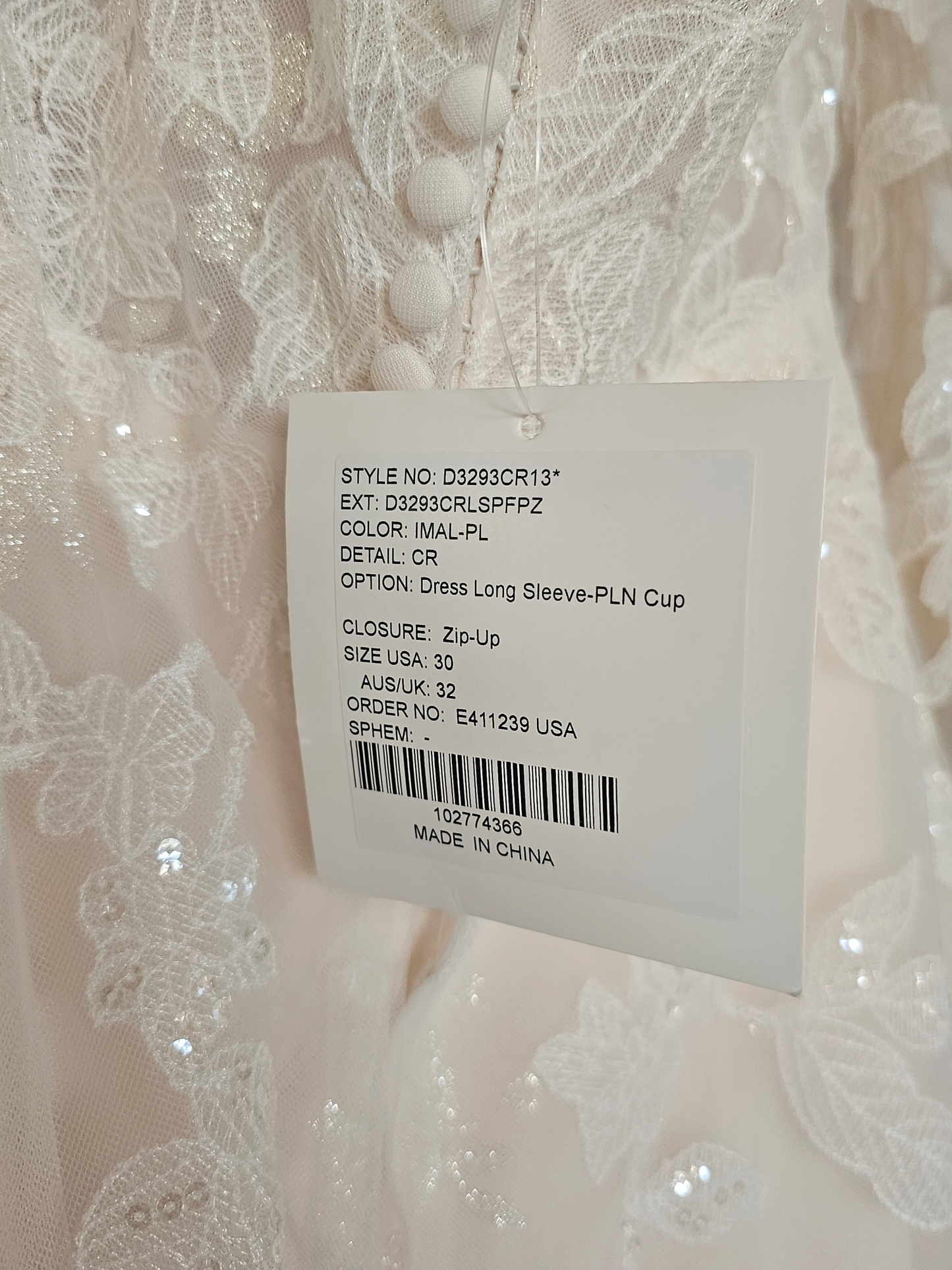 Essence of Australia Style D3293 - Illusion Long Sleeve Floral Blush/Ivory Wedding Gown