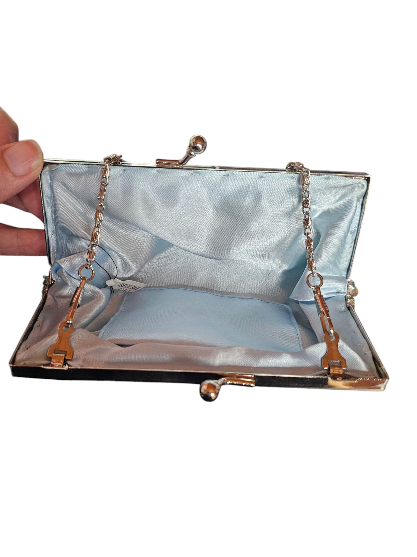 Blue Sequin Swirl Clasp Clutch