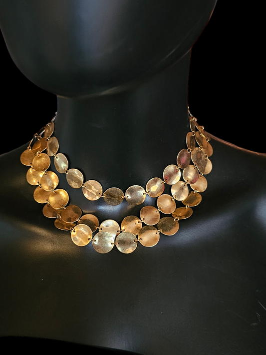 Gold Coin - 3 Layer Statement Necklace - Vintage Avon