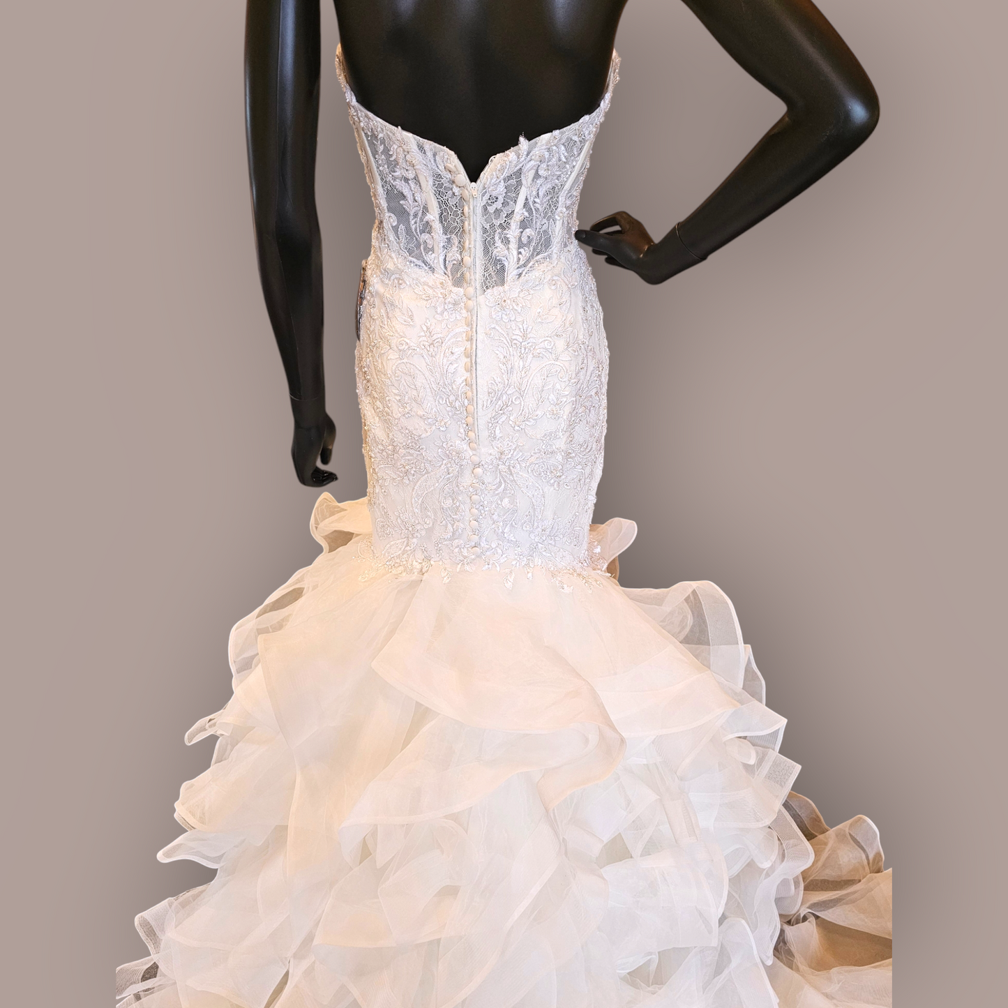 Mori Lee - Ivory Embroidered/Beaded Mermaid Extreme Ruffle Wedding Gown