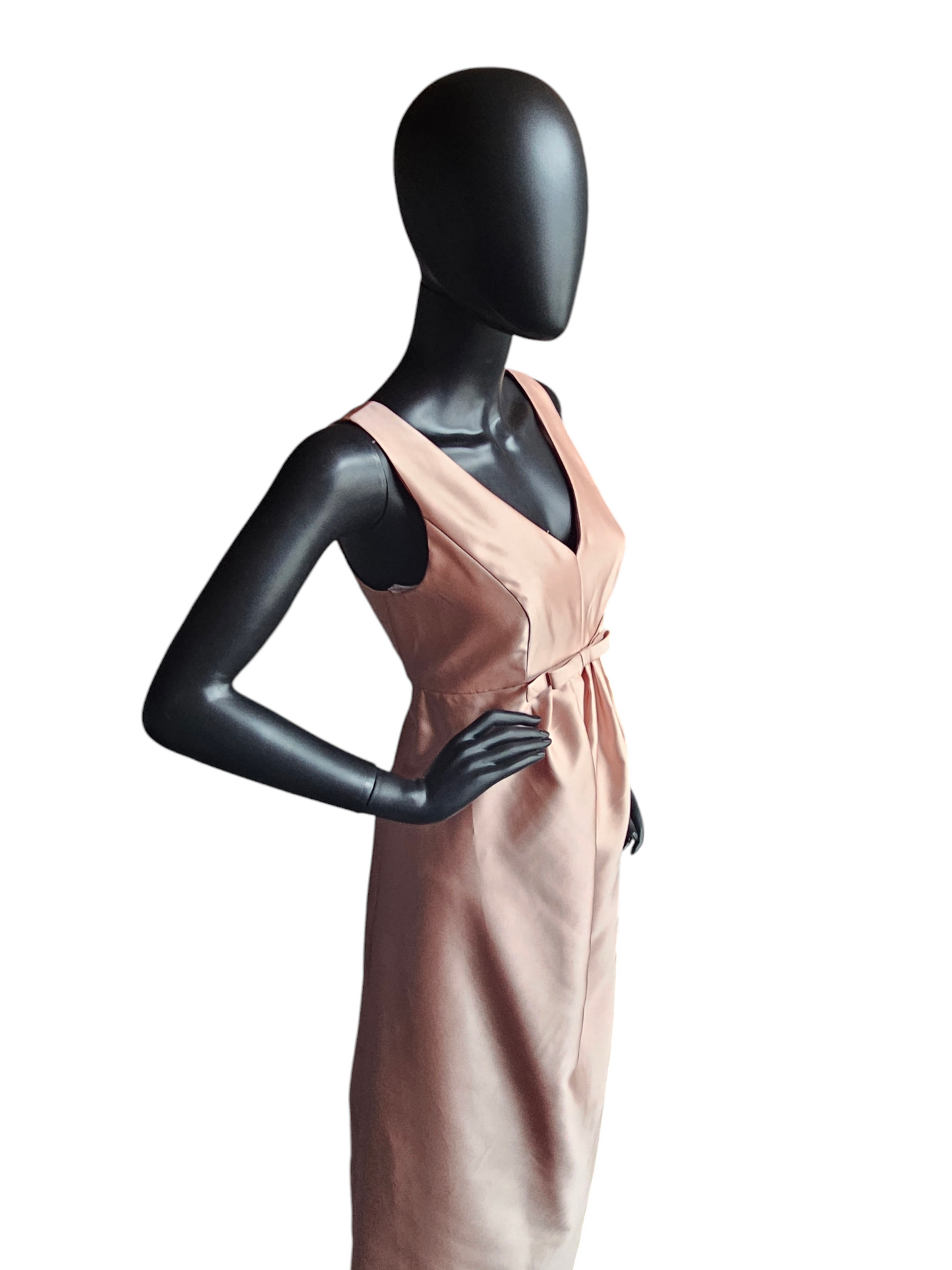 Toasted Sugar Satin Twill V-Neck Full Length Formal - Alfred Sung NWT