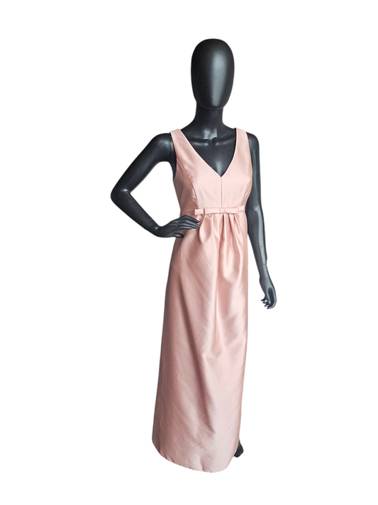 Toasted Sugar Satin Twill V-Neck Full Length Formal - Alfred Sung NWT