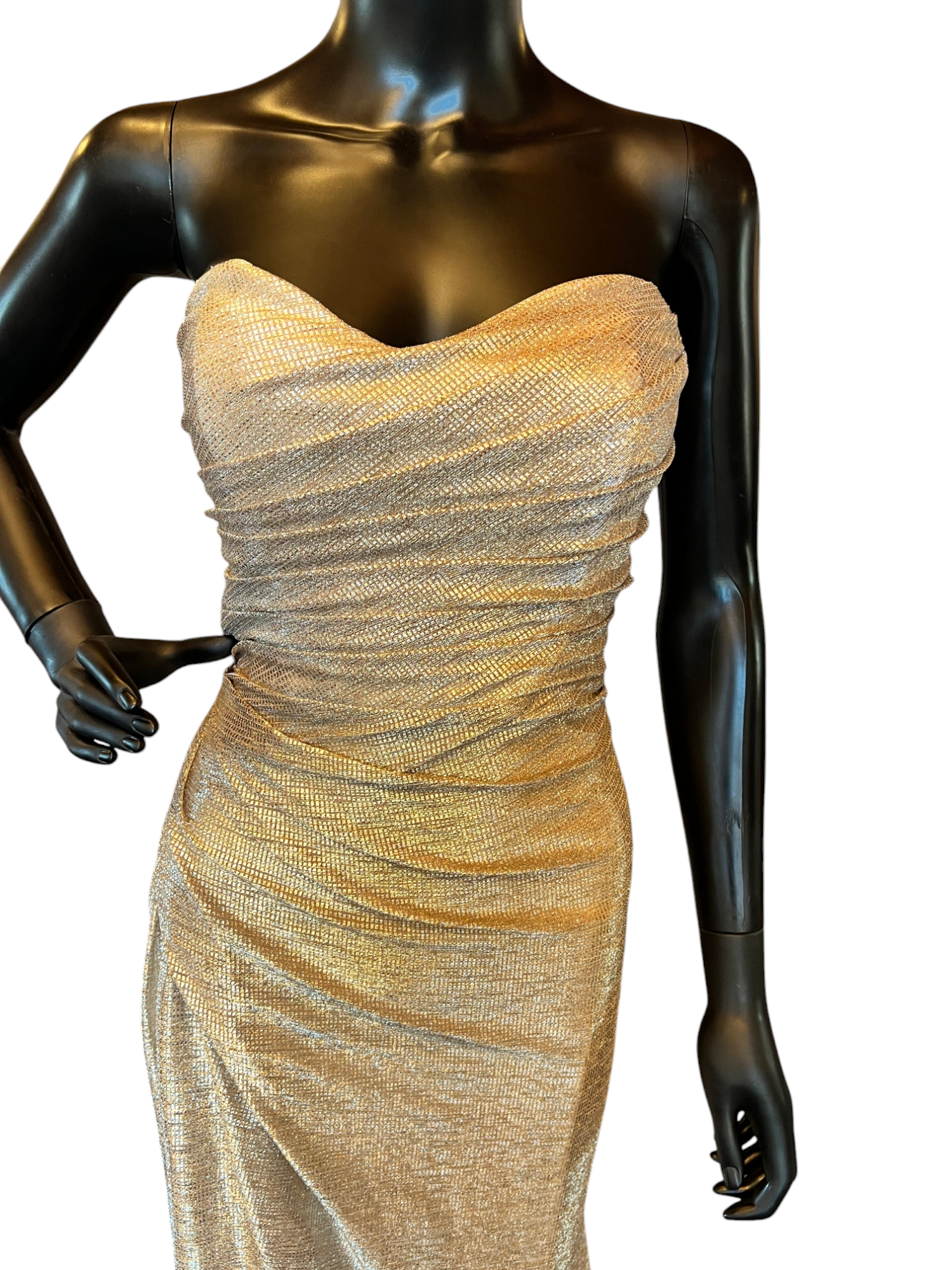 Hayley Paige Liquid Metallic Gold Maxi Formal Dress - NWOT Hayley Paige Liquid Metallic Gold Maxi Formal Dress - NWOT
