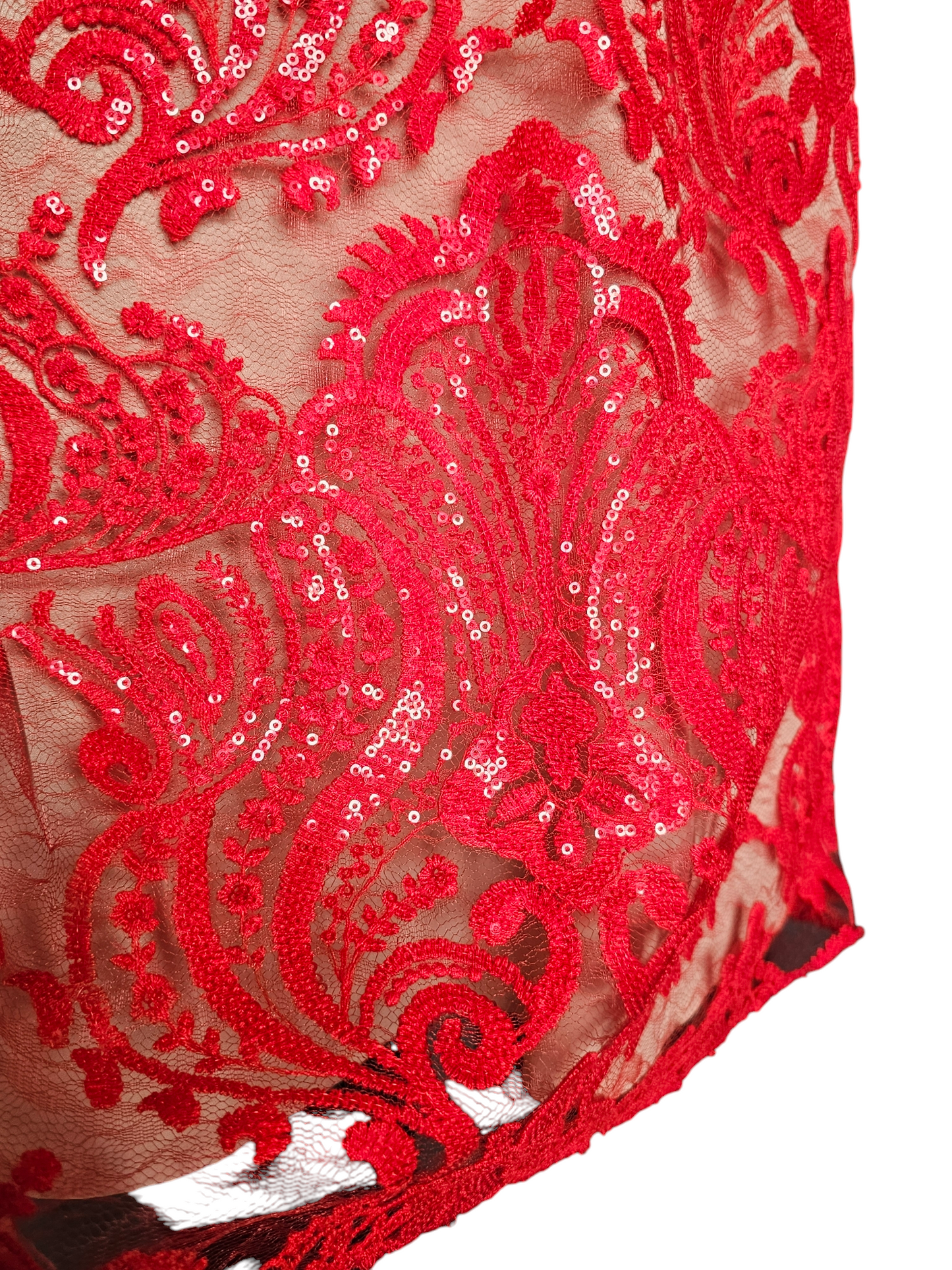 Red Sequin & Lace/Caramel Party Dress - Free People