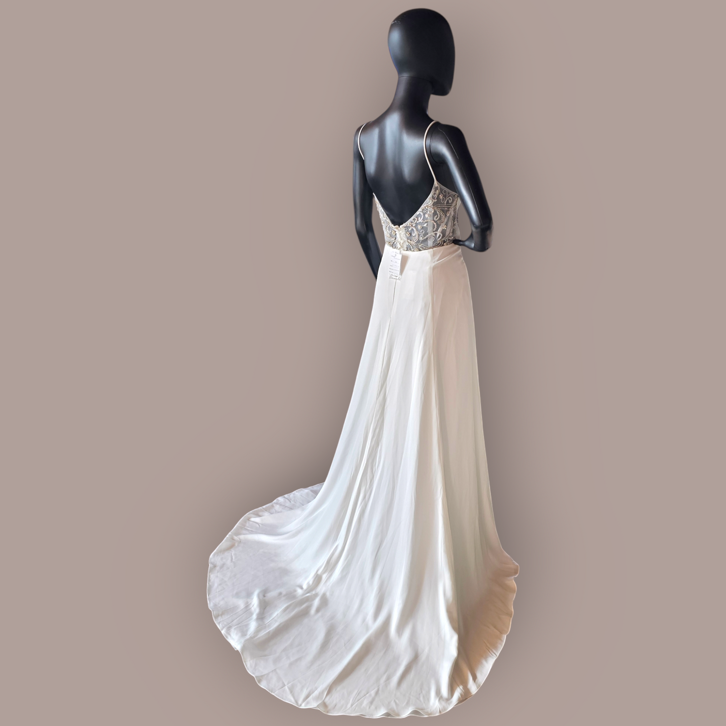 Satin Crepe De Chine Rhinestone Back Wedding Gown - DB Bridal - NWT