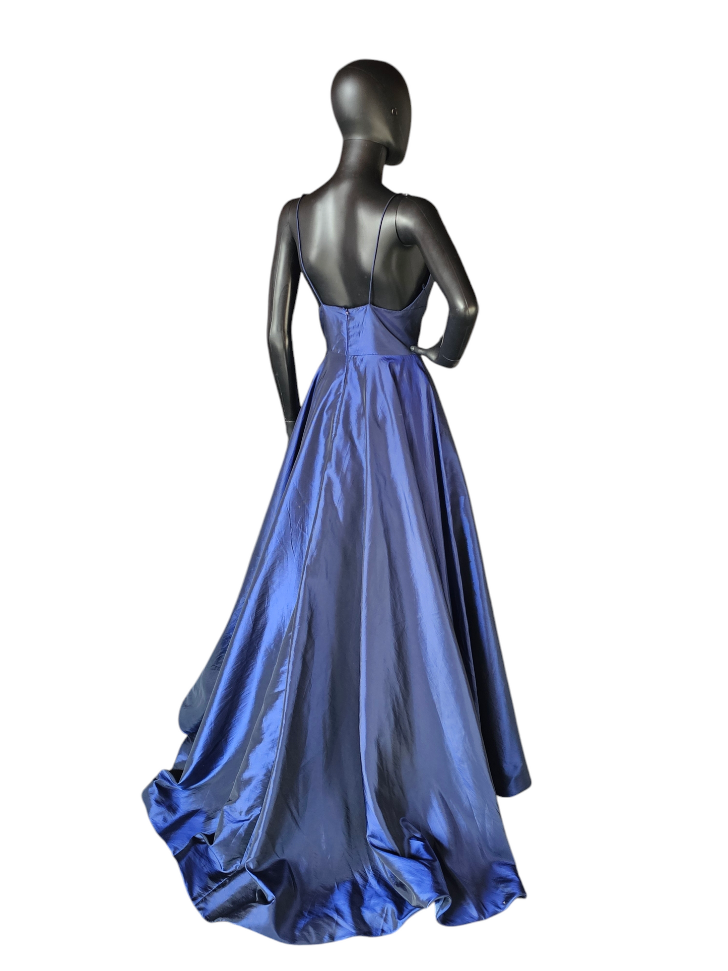 Sherri Hill Iridescent Blue A-Line Plunge Formal Dress