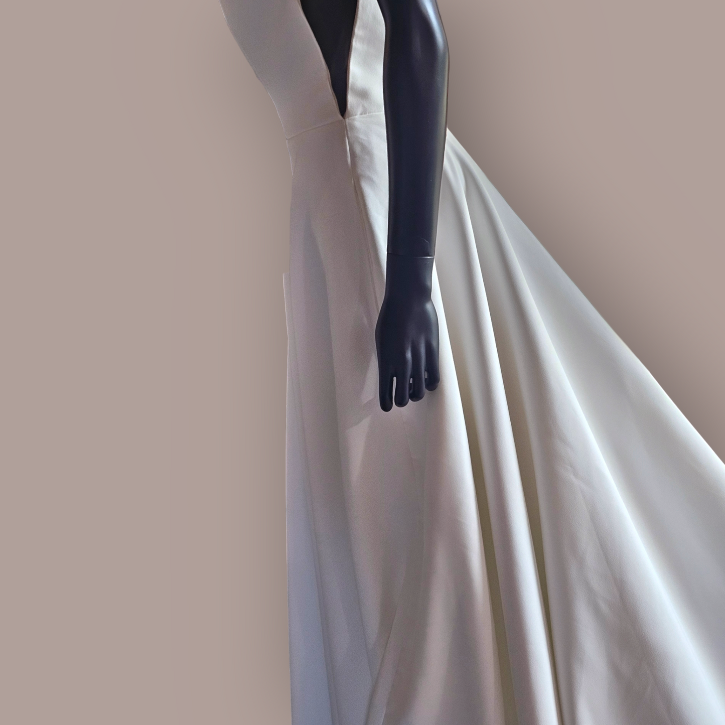 Ivory Plunge Illusion Sleek Satin Wedding Gown - Colby John - NWOT