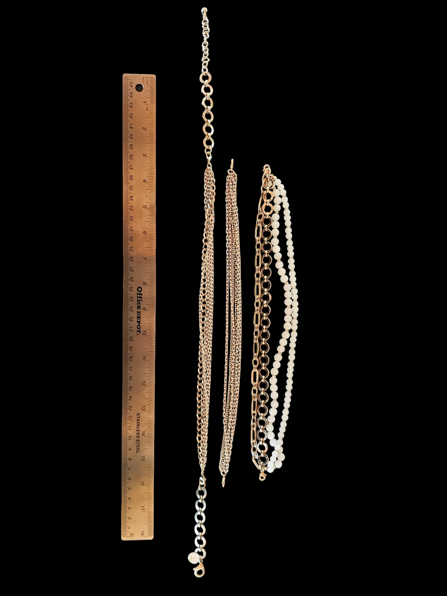 Gold/Chain/White Quartz Convertible Multi Strand Necklace - White House Black Market