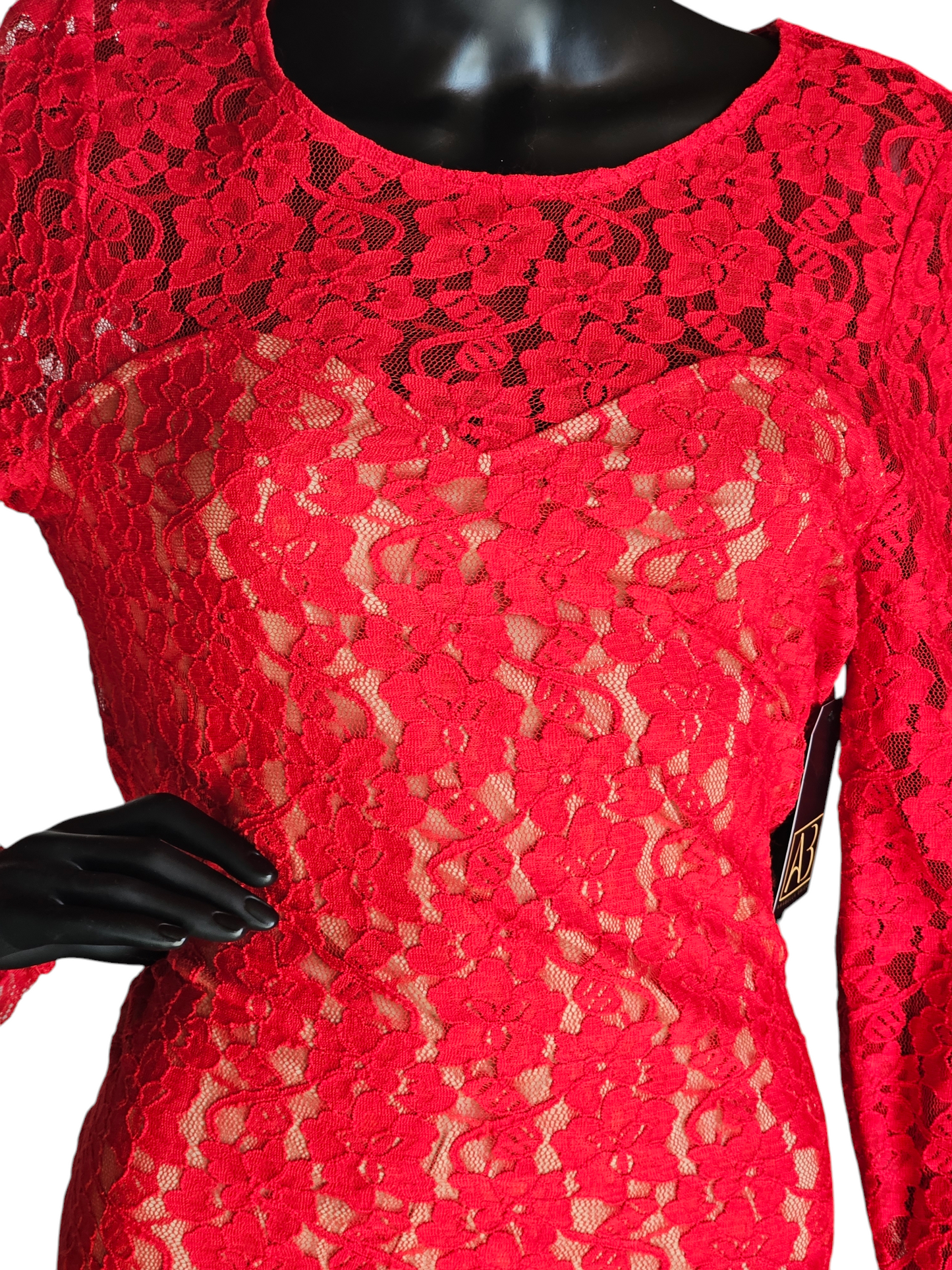 Red Lace Sheath Open Back Cocktail Dress - Express - NWT