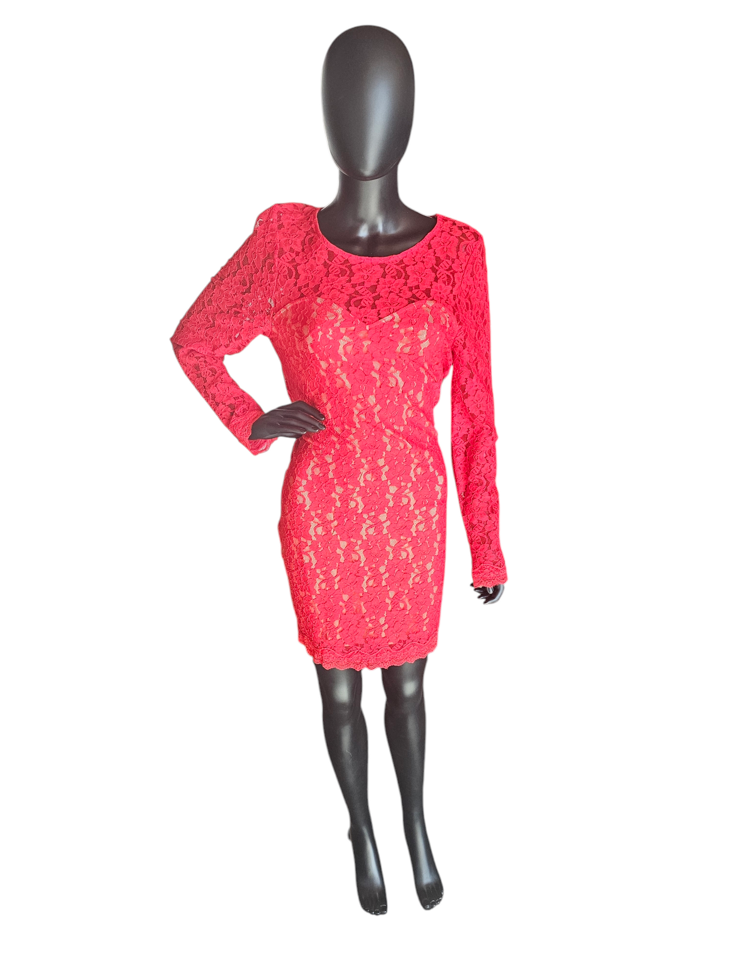 Red Lace Sheath Open Back Cocktail Dress - Express - NWT