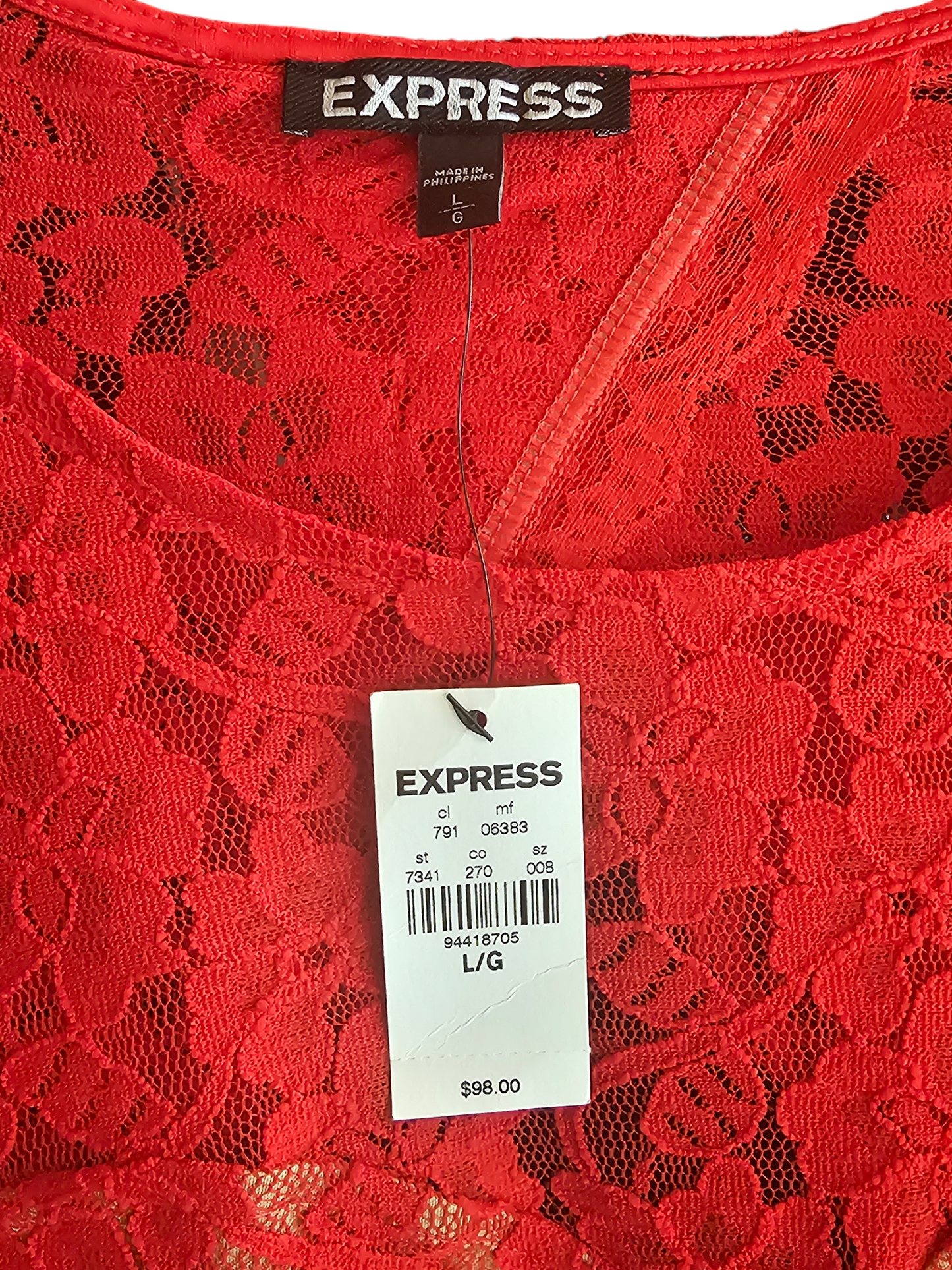 Red Lace Sheath Open Back Cocktail Dress - Express - NWT