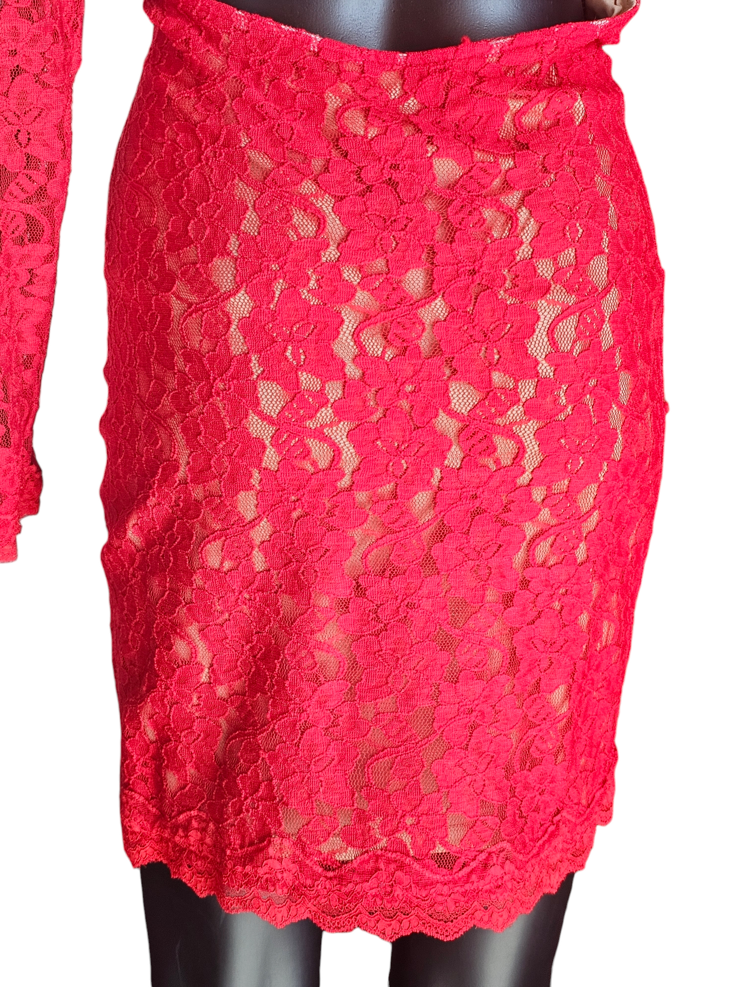 Red Lace Sheath Open Back Cocktail Dress - Express - NWT