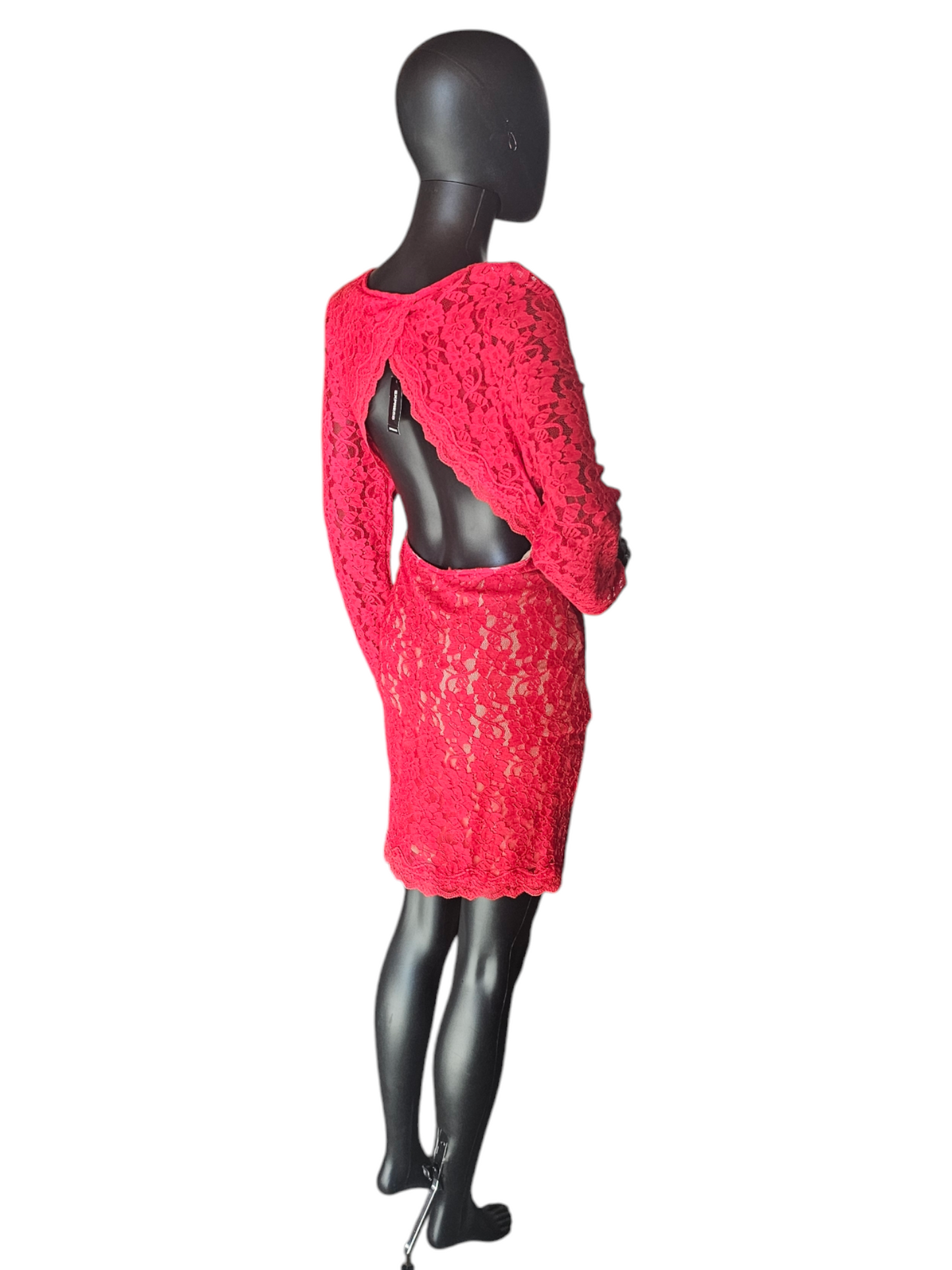 Red Lace Sheath Open Back Cocktail Dress - Express - NWT