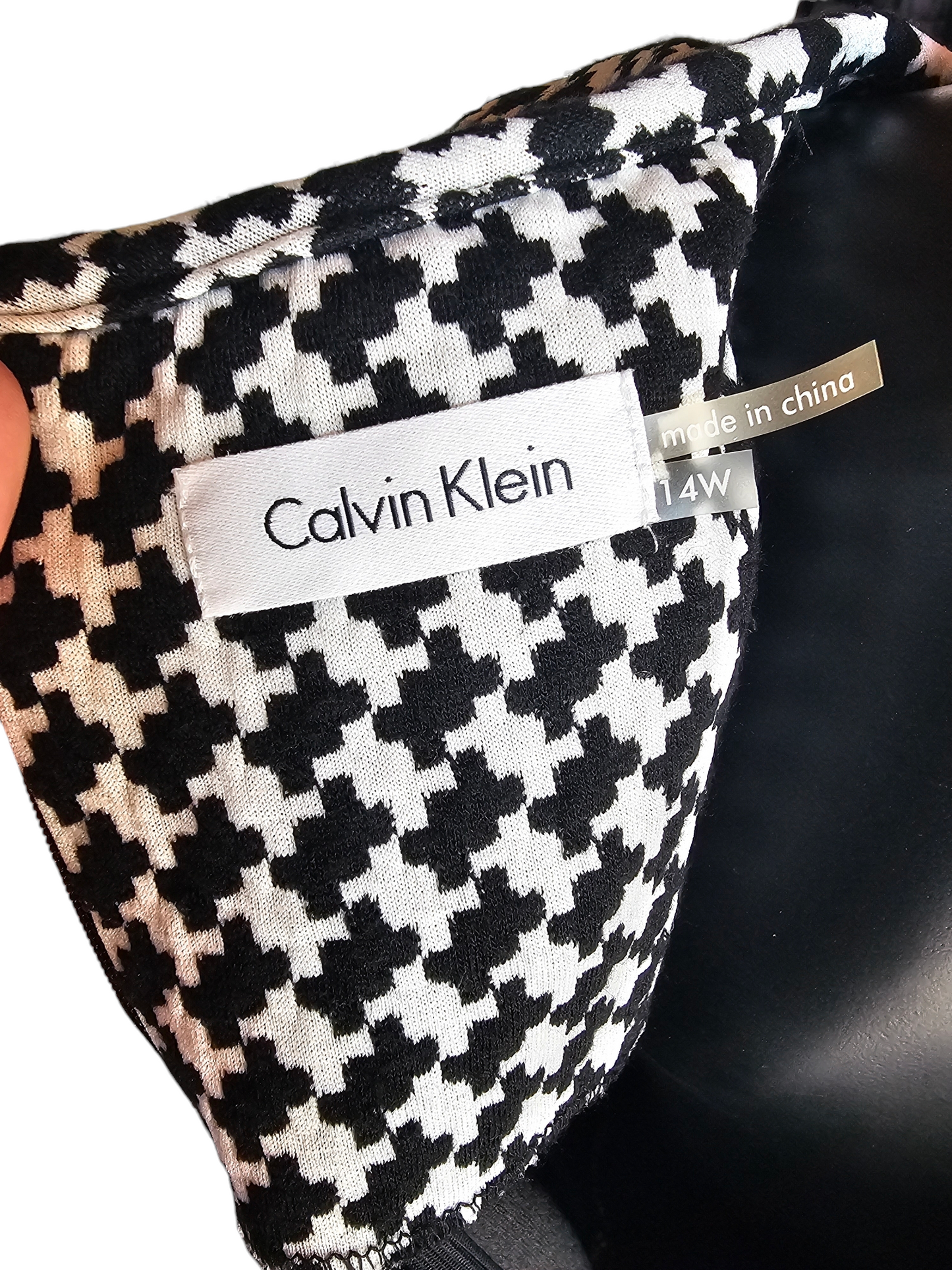 Calvin Klein Houndstooth Mid-Length Dress