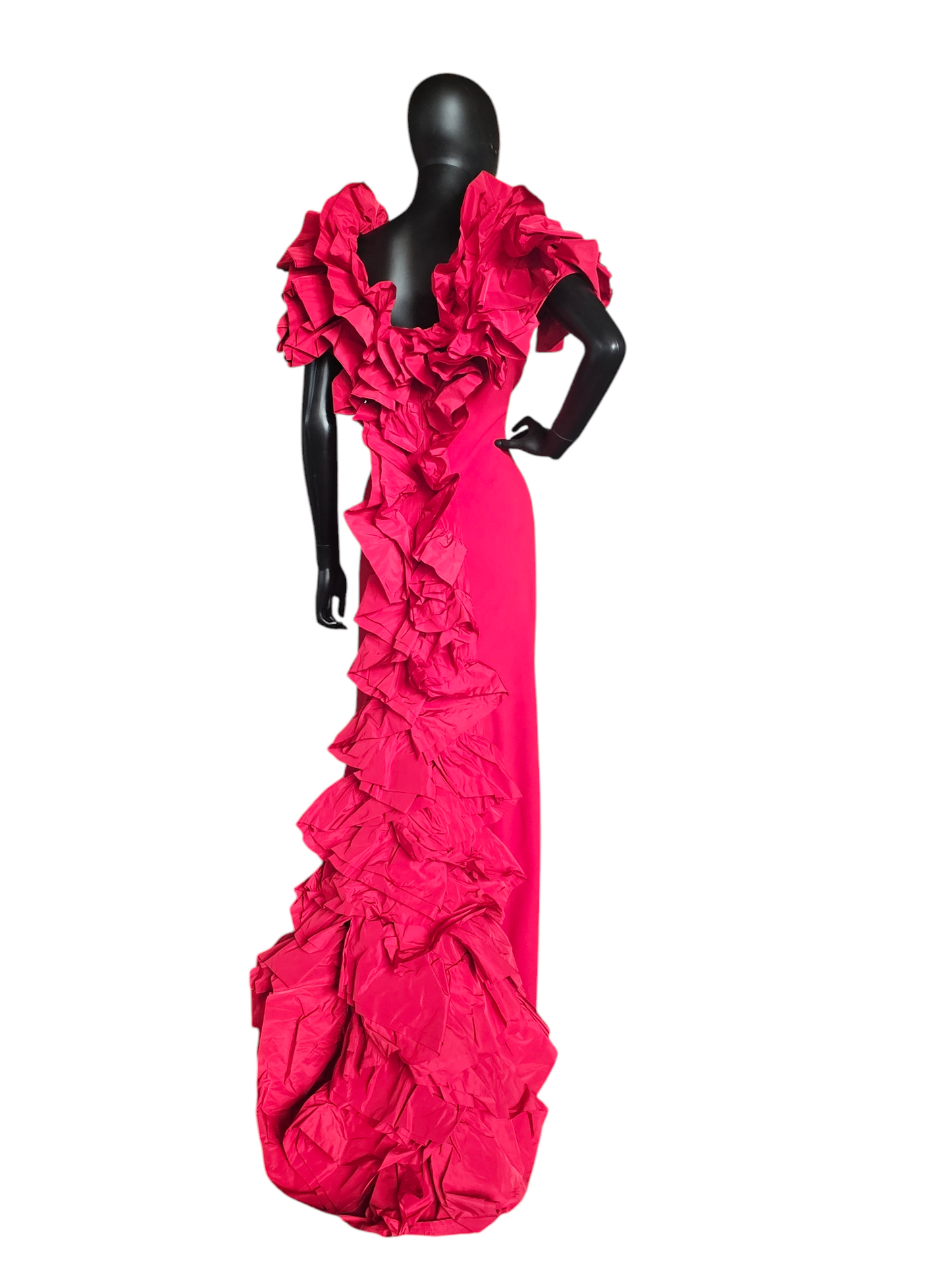 Ruby Crushed Sleeve W/Train Formal Gown - NWT - Tadashi Shoji