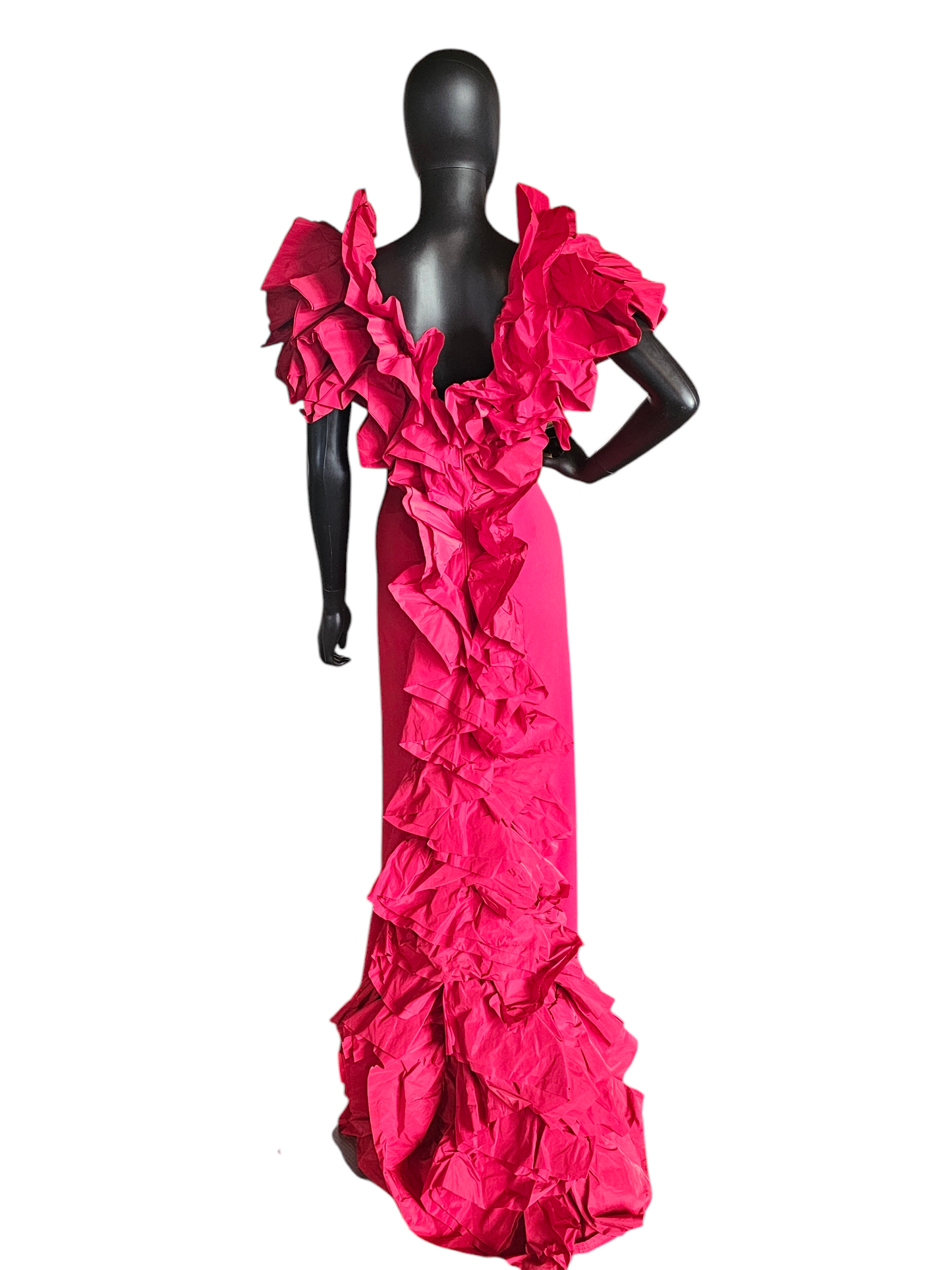 Ruby Crushed Sleeve W/Train Formal Gown - NWT - Tadashi Shoji