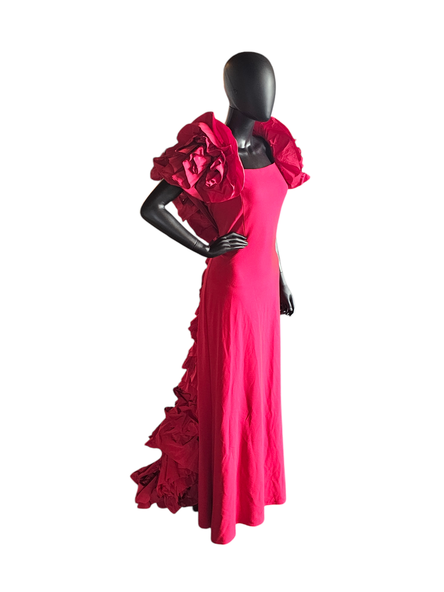 Ruby Crushed Sleeve W/Train Formal Gown - NWT - Tadashi Shoji