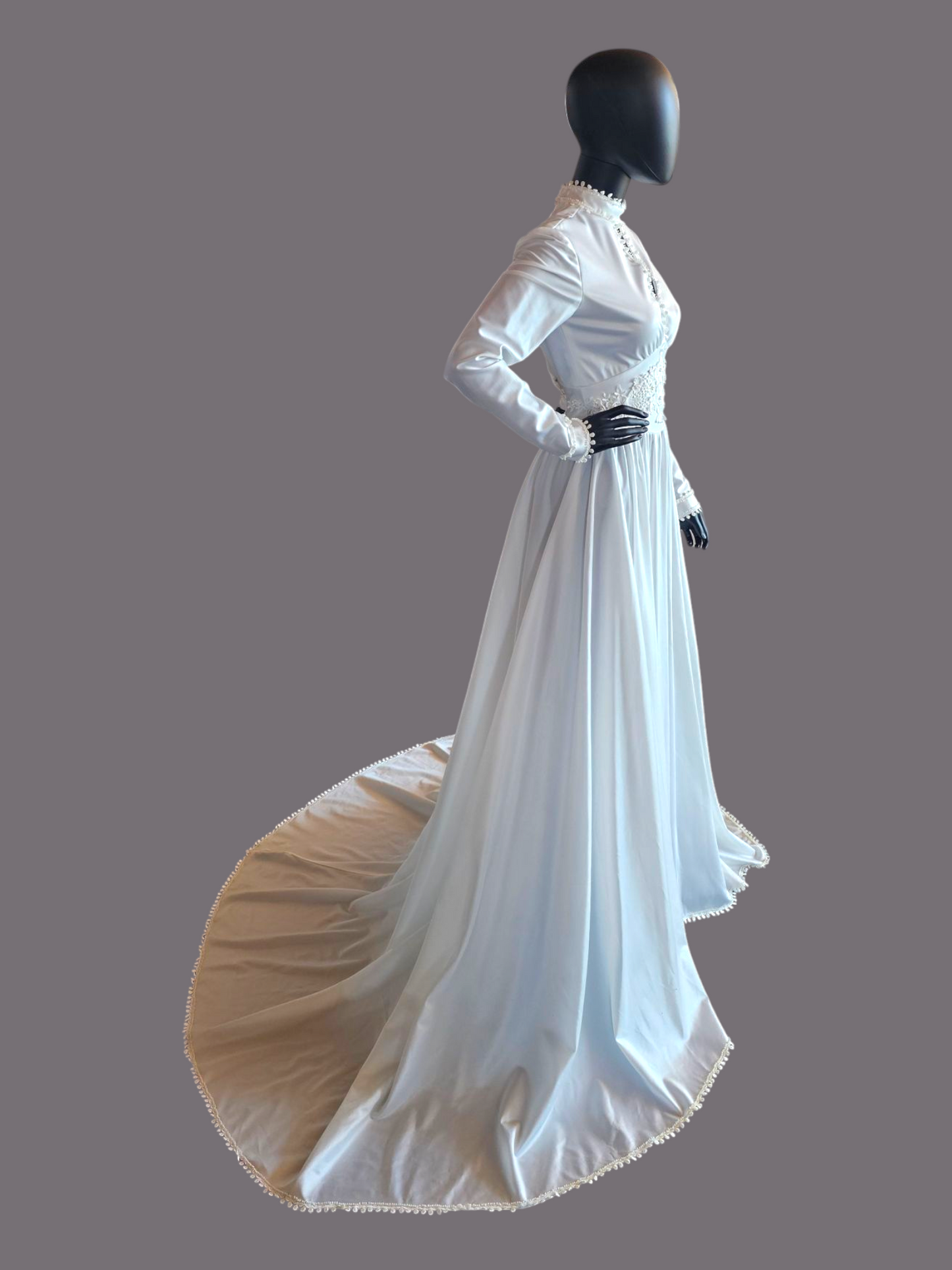 Vintage 70's White Long Sleeve Wedding Gown