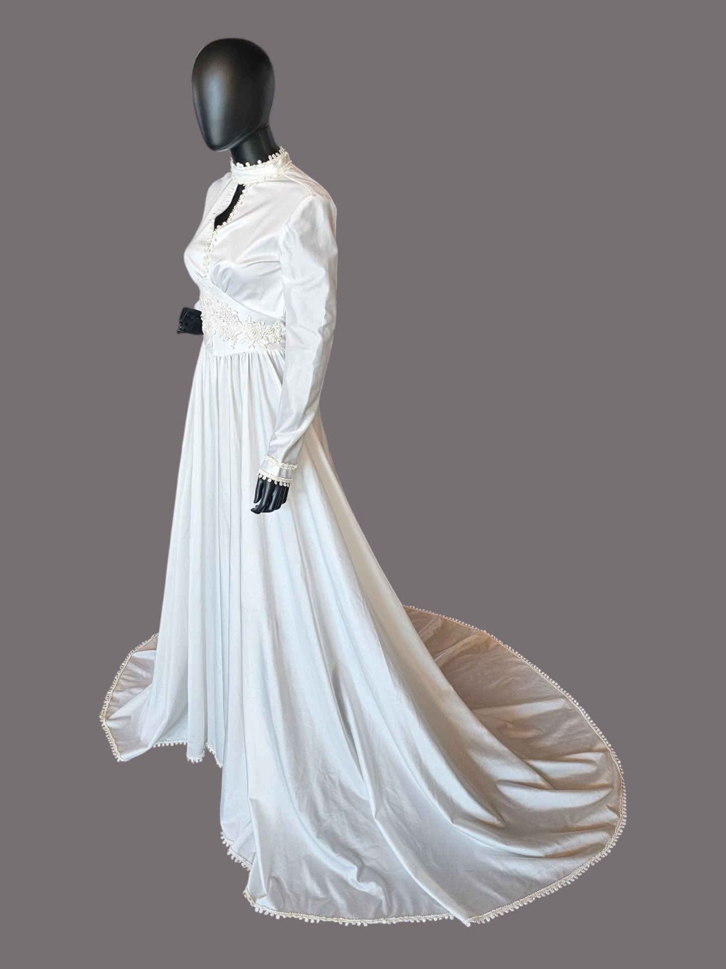 Vintage 70's White Long Sleeve Wedding Gown