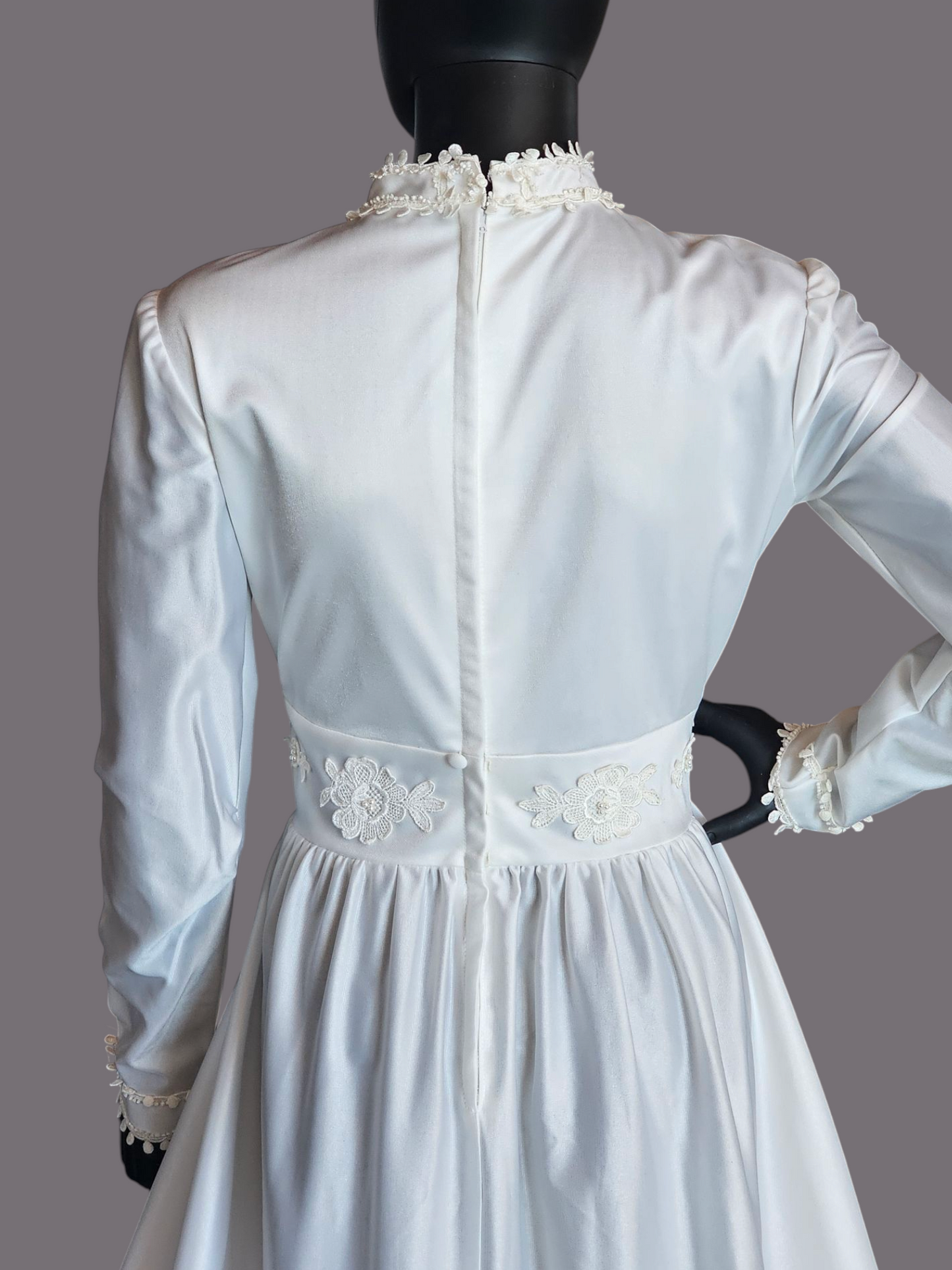 Vintage 70's White Long Sleeve Wedding Gown