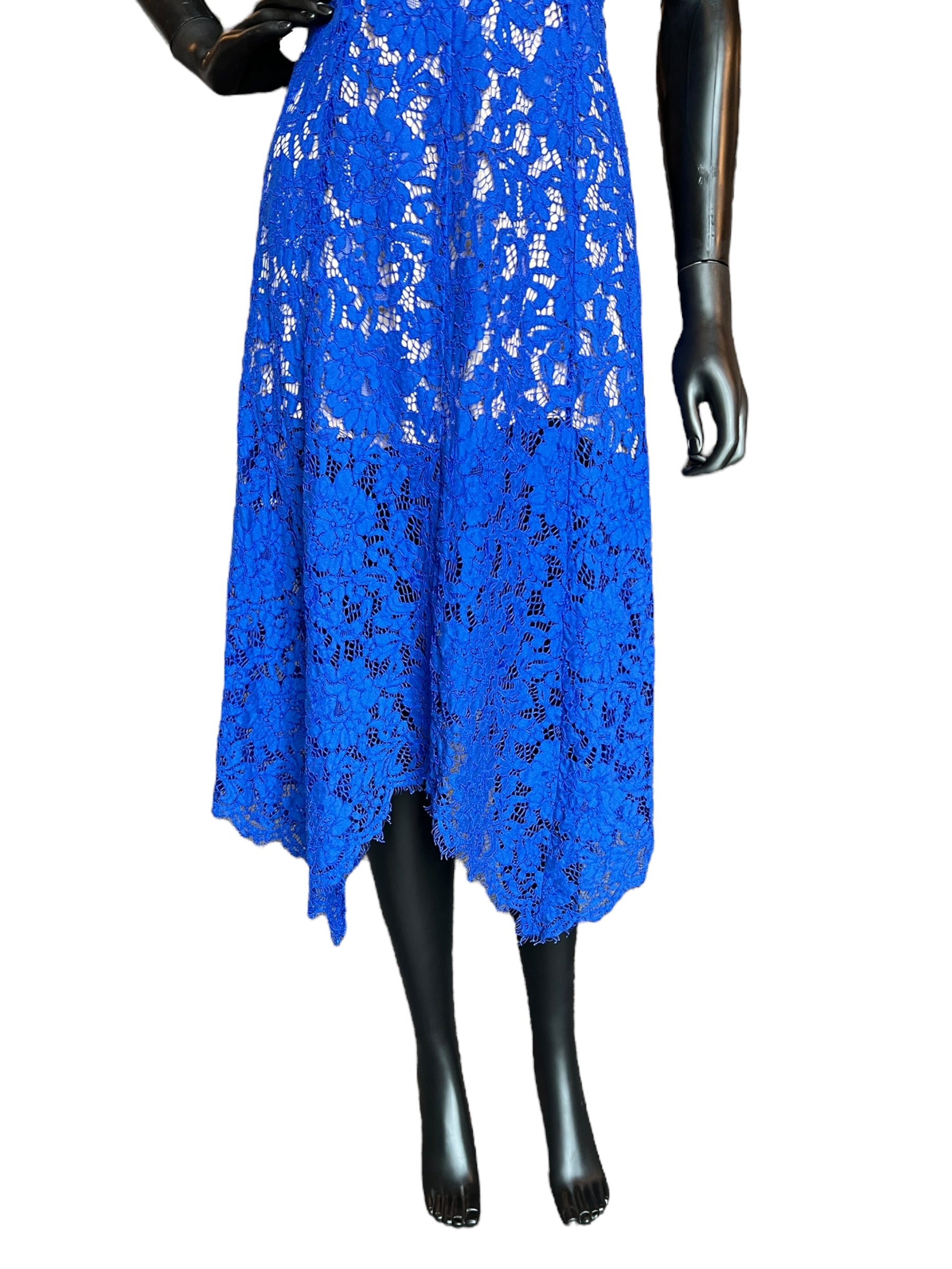 Royal Blue Lace Overlay Mid-Length Dress - Lulus Arabella Bridal Royal Blue Lace Overlay Mid-Length Dress - Lulus Arabella Bridal