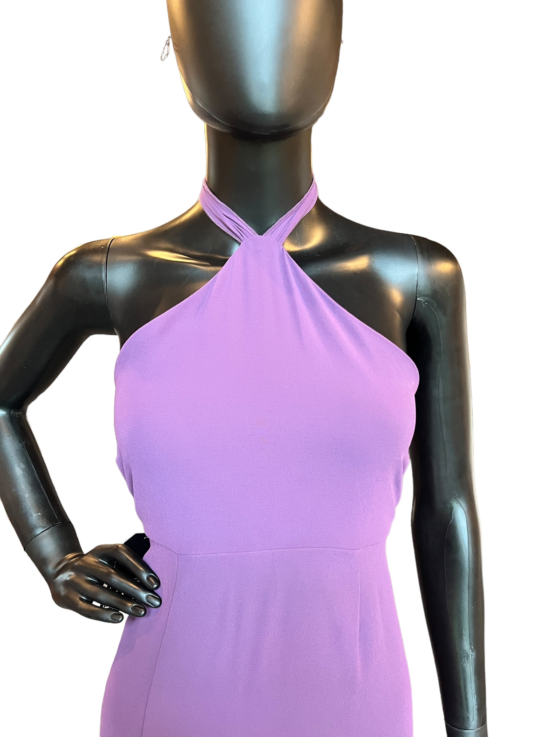 Purple Chiffon Halter Mid-Length Dress Arabella Bridal Purple Chiffon Halter Mid-Length Dress Arabella Bridal