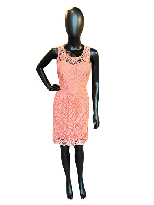 Peach Lace Mid-Length Dress