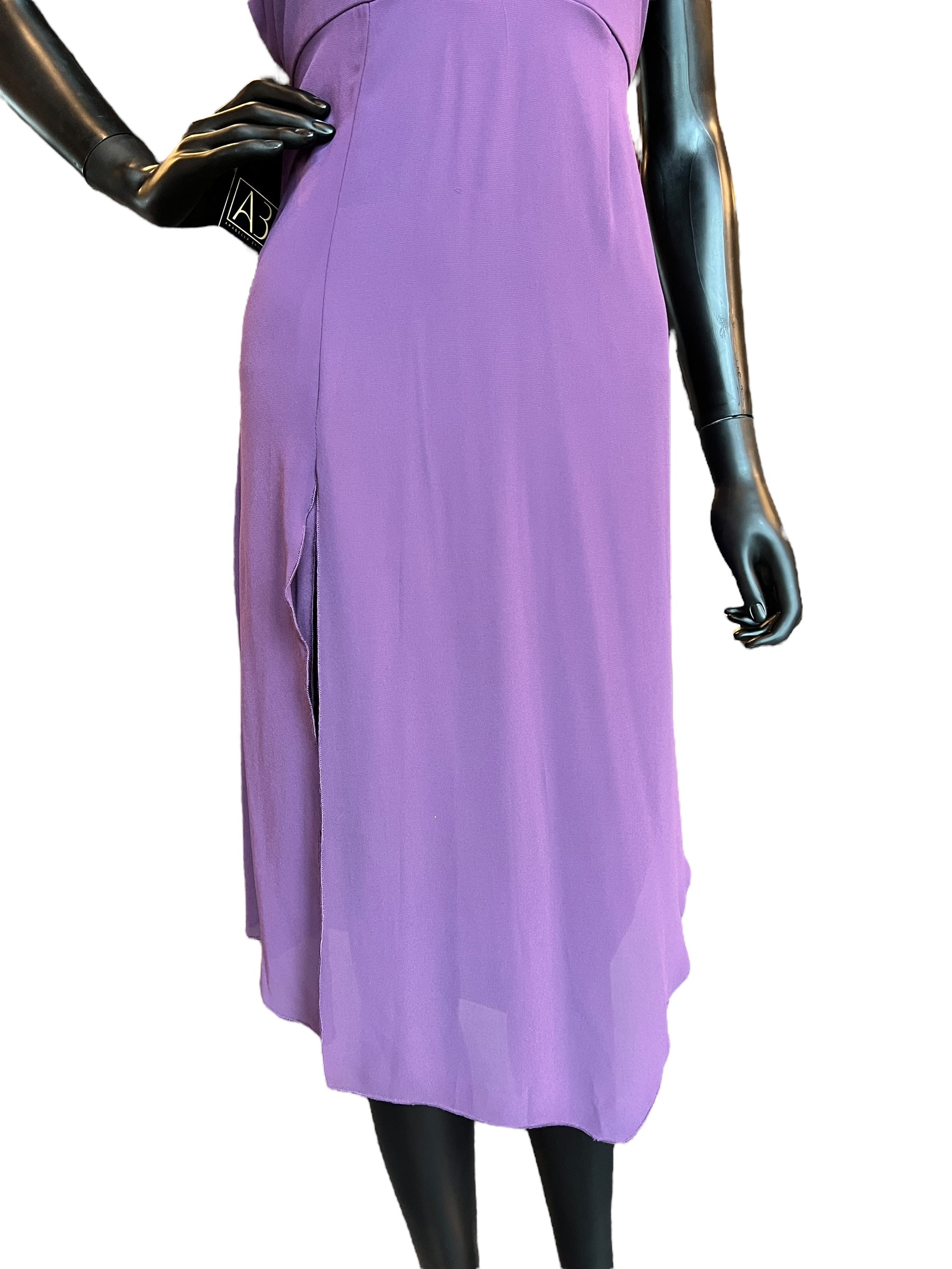 Purple Chiffon Halter Mid-Length Dress Arabella Bridal Purple Chiffon Halter Mid-Length Dress Arabella Bridal