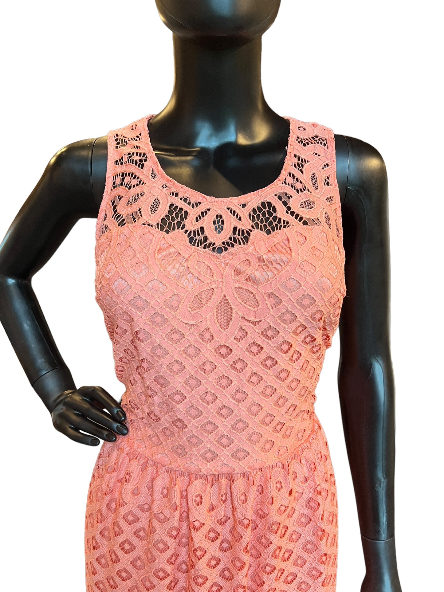 Peach Lace Mid-Length Dress