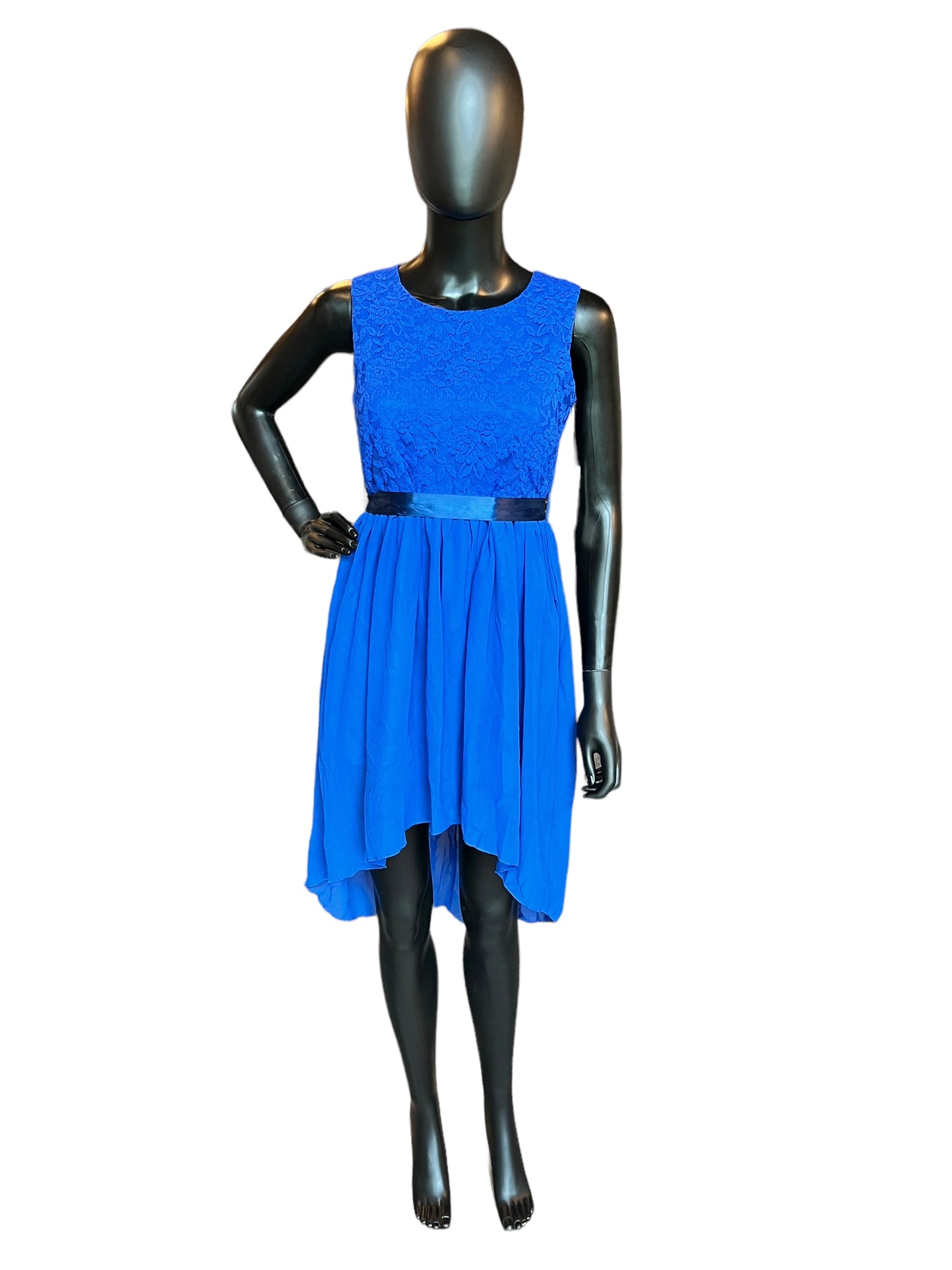 Royal Blue Chiffon/Lace Mid-Length Dress