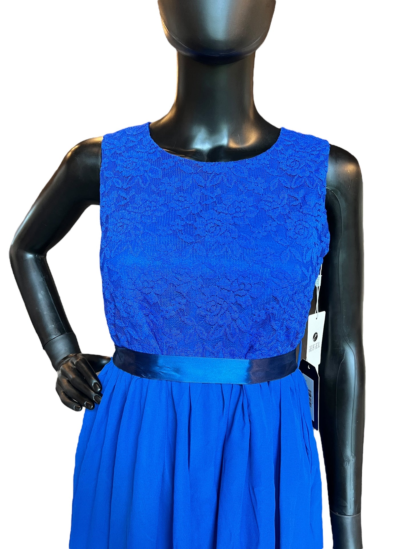 Royal Blue Chiffon/Lace Mid-Length Dress