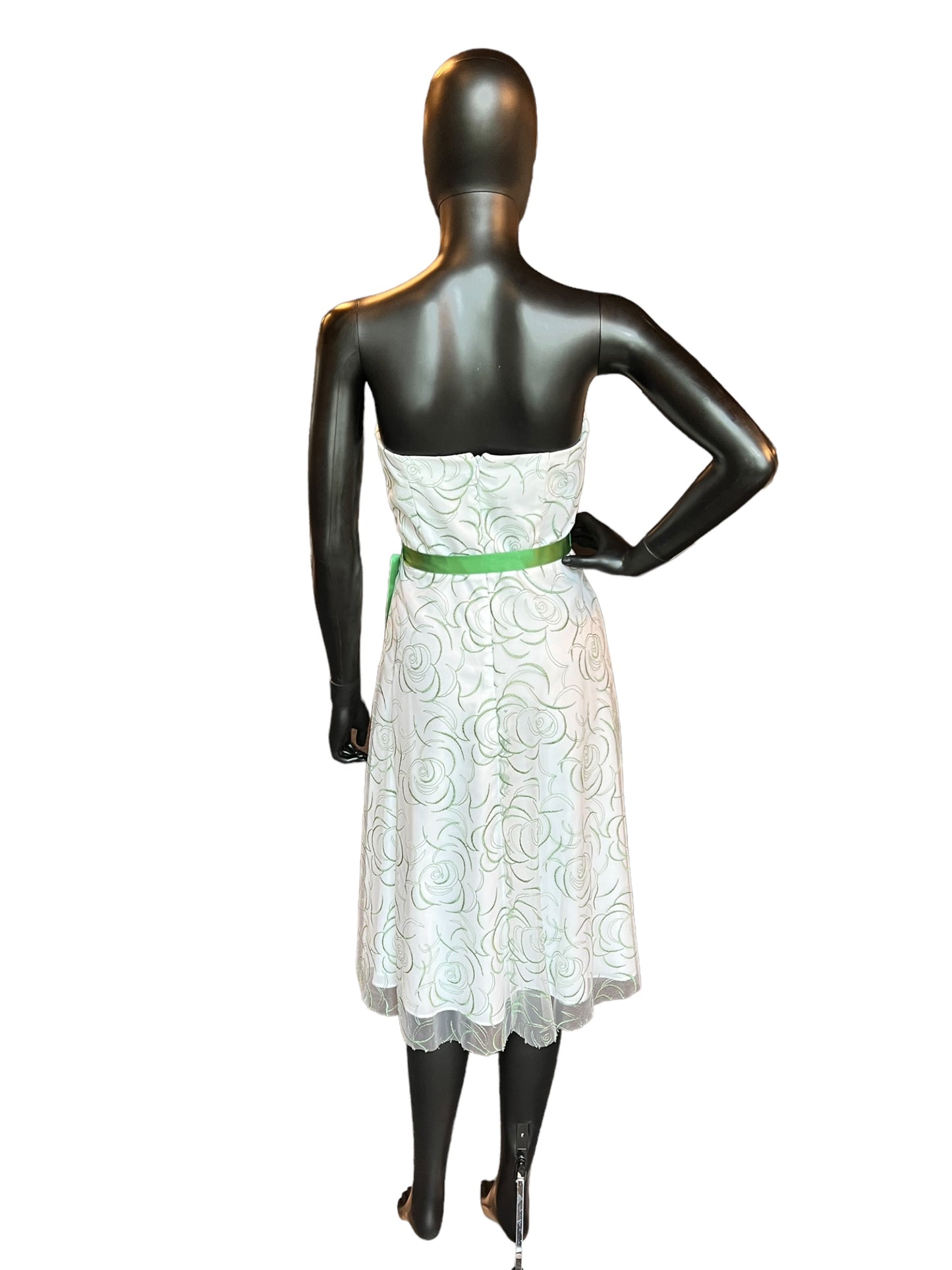 Green Embroidered Cocktail Mid-Length Dress