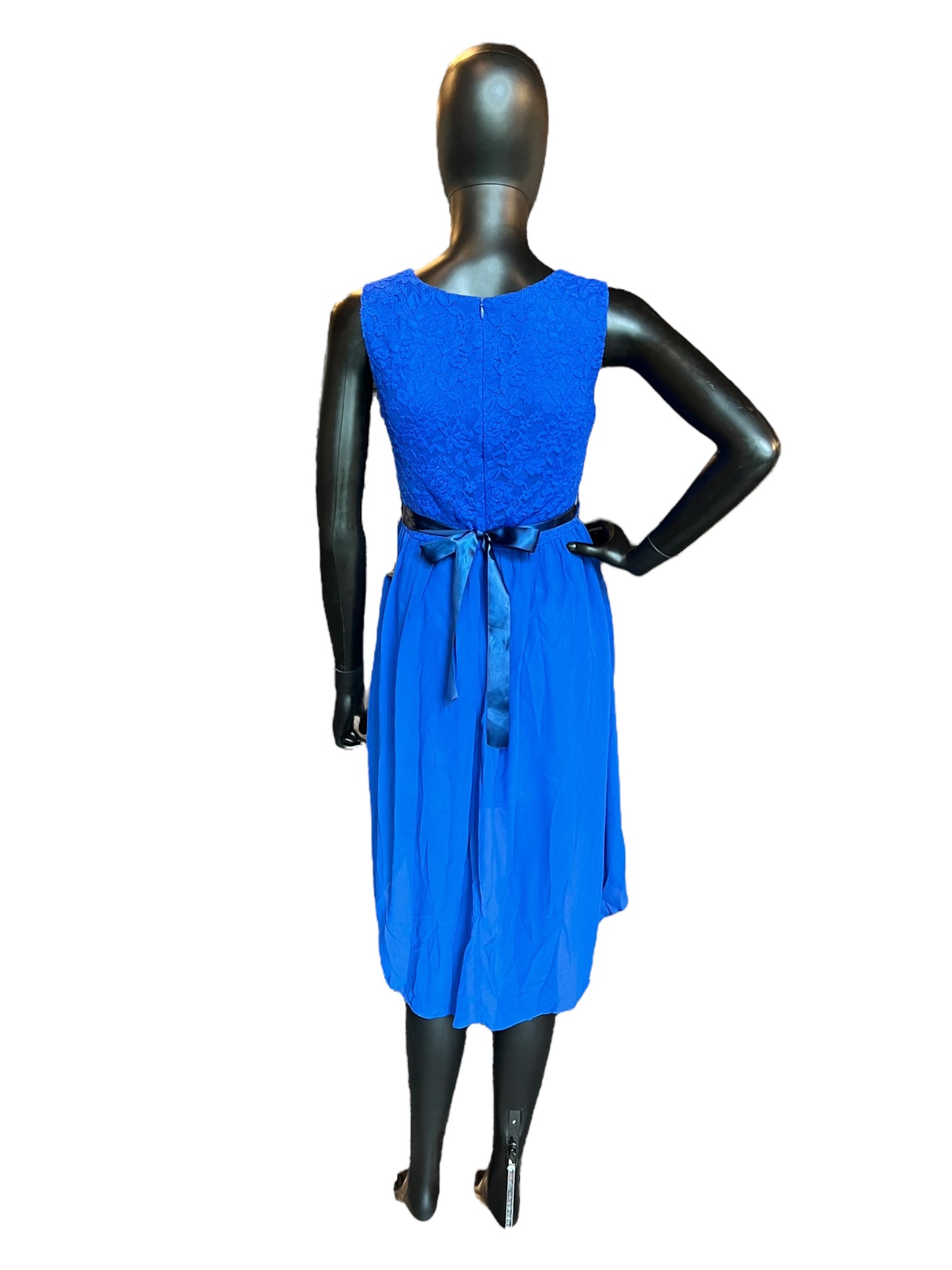 Royal Blue Chiffon/Lace Mid-Length Dress