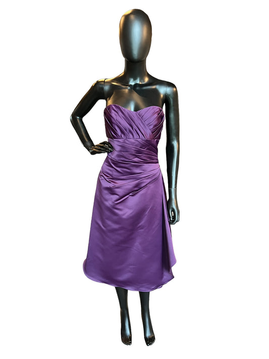 Purple Satin Cocktail Mid-Length Dress