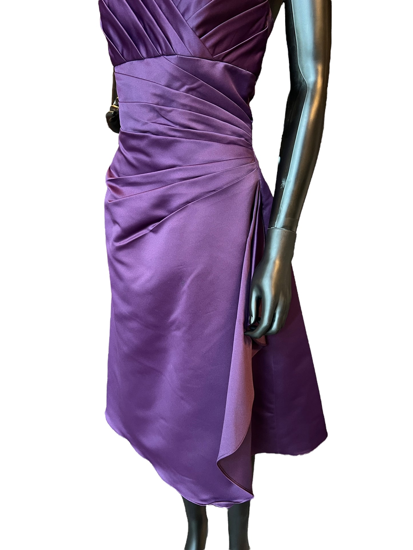 Purple Satin Cocktail Mid-Length Dress