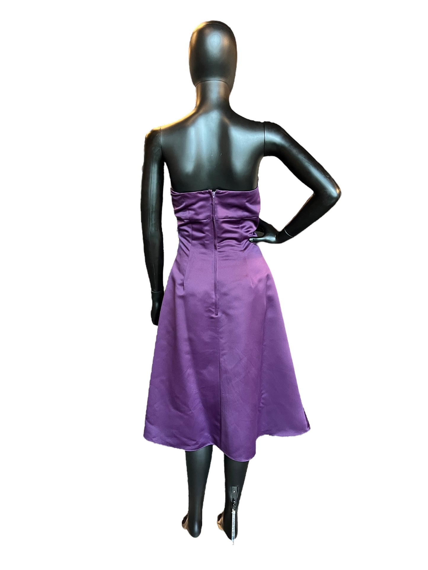 Purple Satin Cocktail Mid-Length Dress