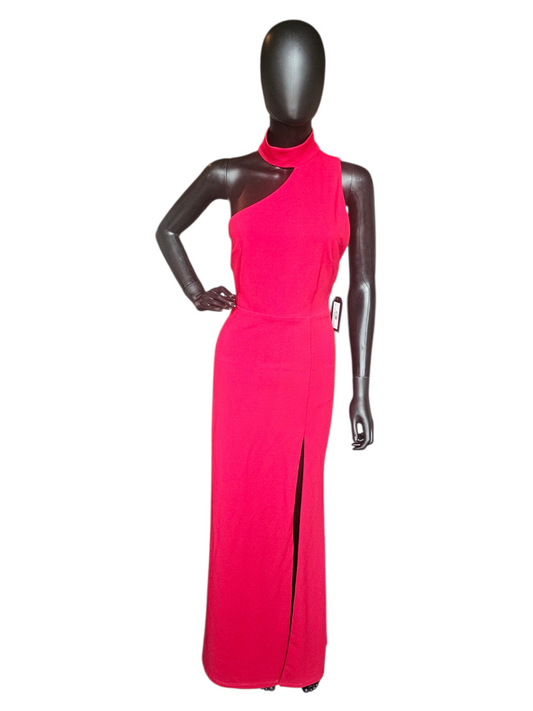 Red Stretch One Shoulder Open Back Fit/Flare Maxi Dress - Lulus