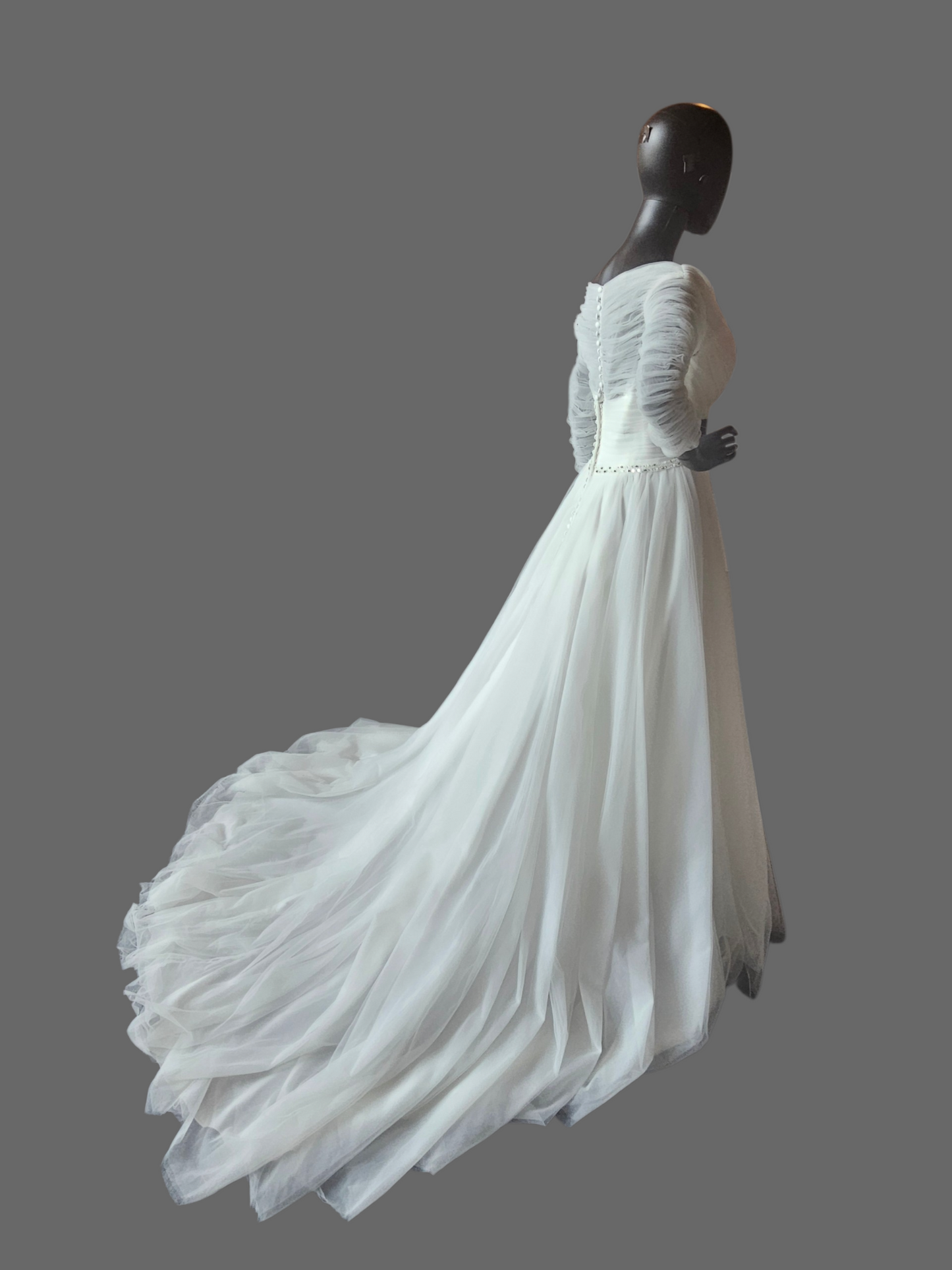 Tulle Wrap Sleeve Off Shoulder A-Line Wedding Gown - Mori Lee