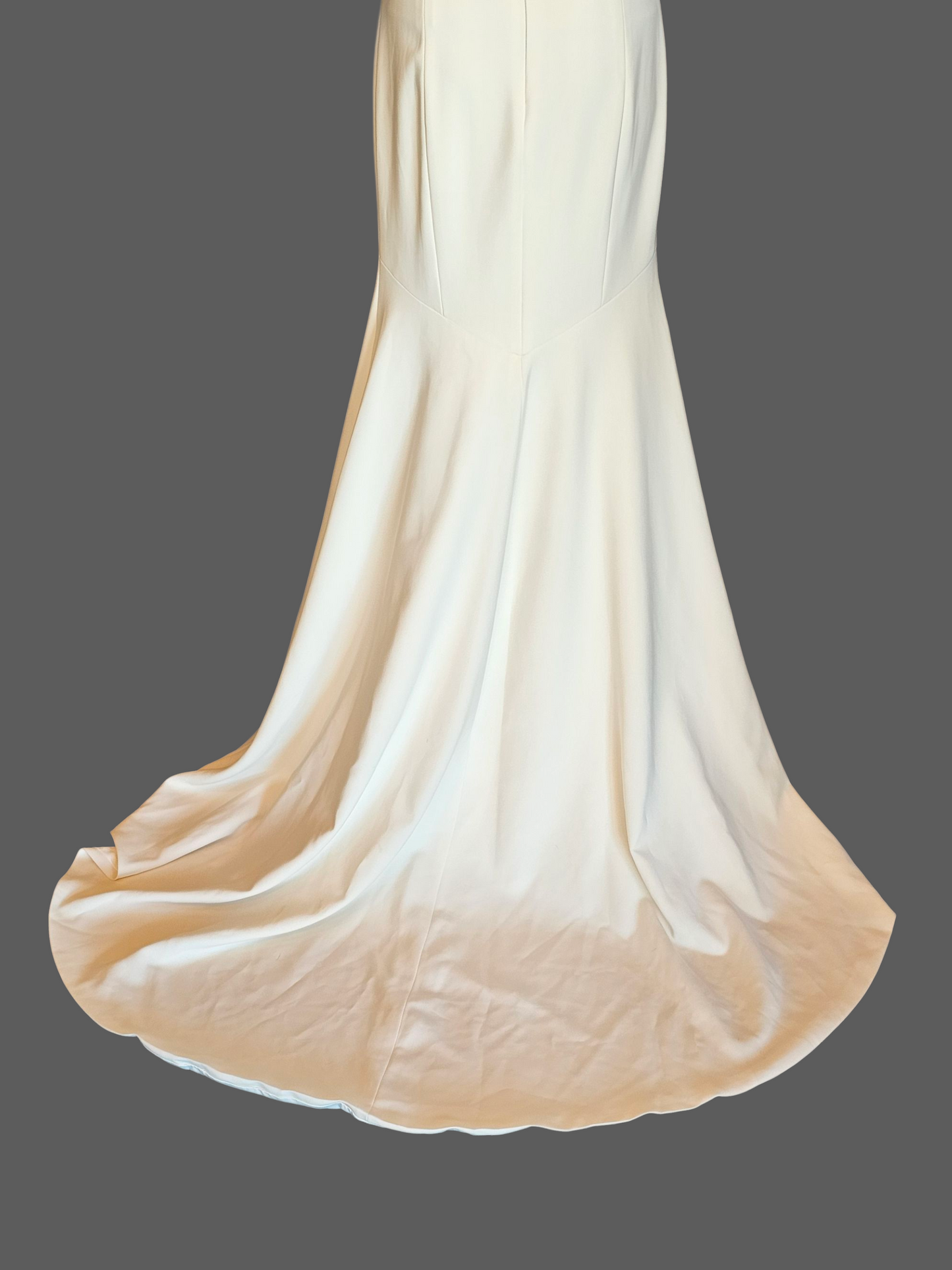 Off Shoulder Ivory Stretch Crepe Fit/Flare Wedding Gown - Theia NWT