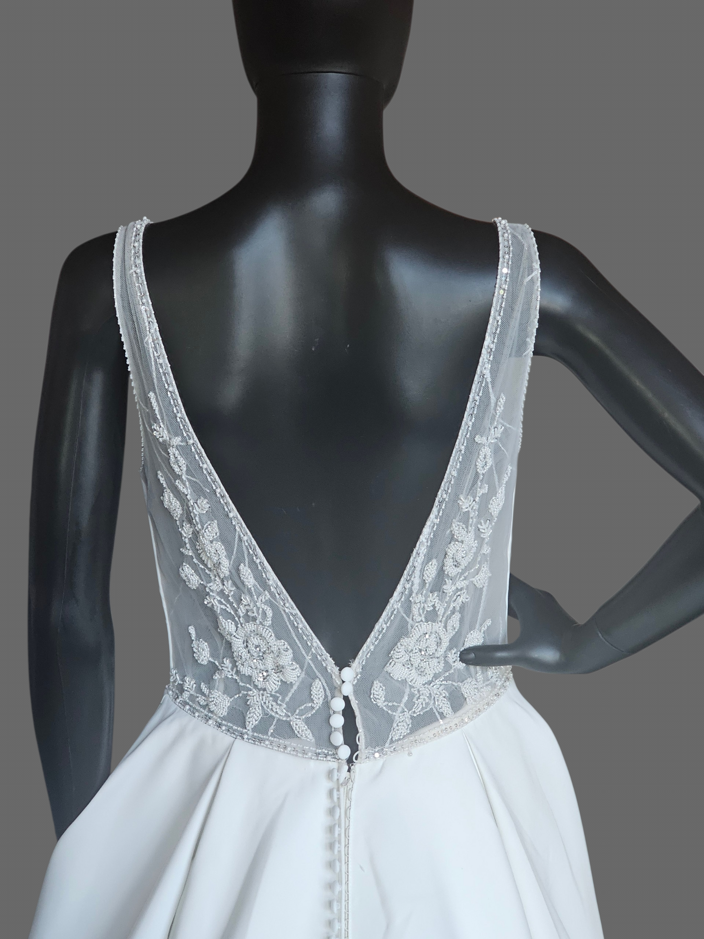 Pearl Plunge V-Neck Aline Wedding Gown - Justin Alexander