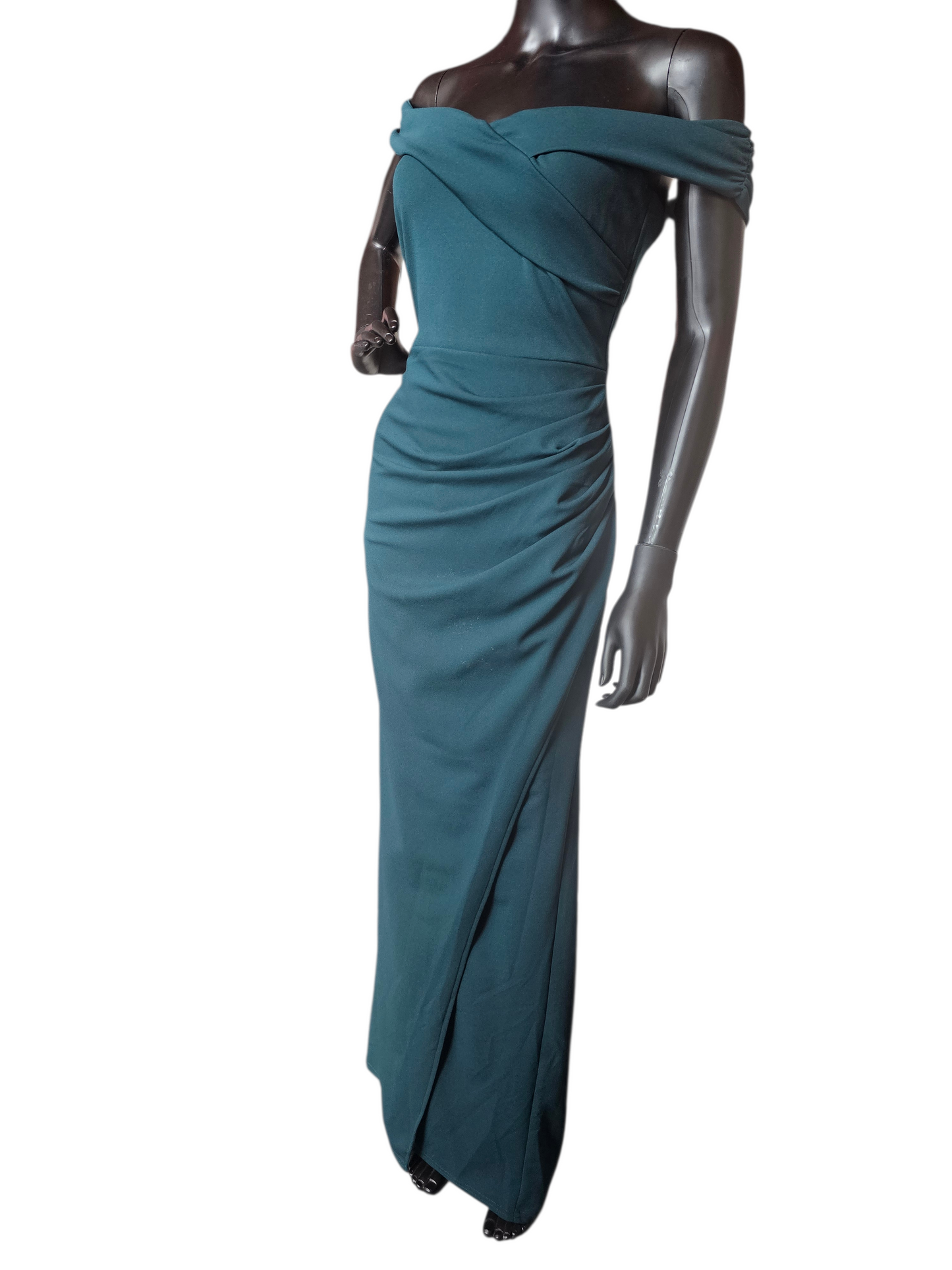 Forest Green Off Shoulder Stretch Jersey Formal Dress - Lulus