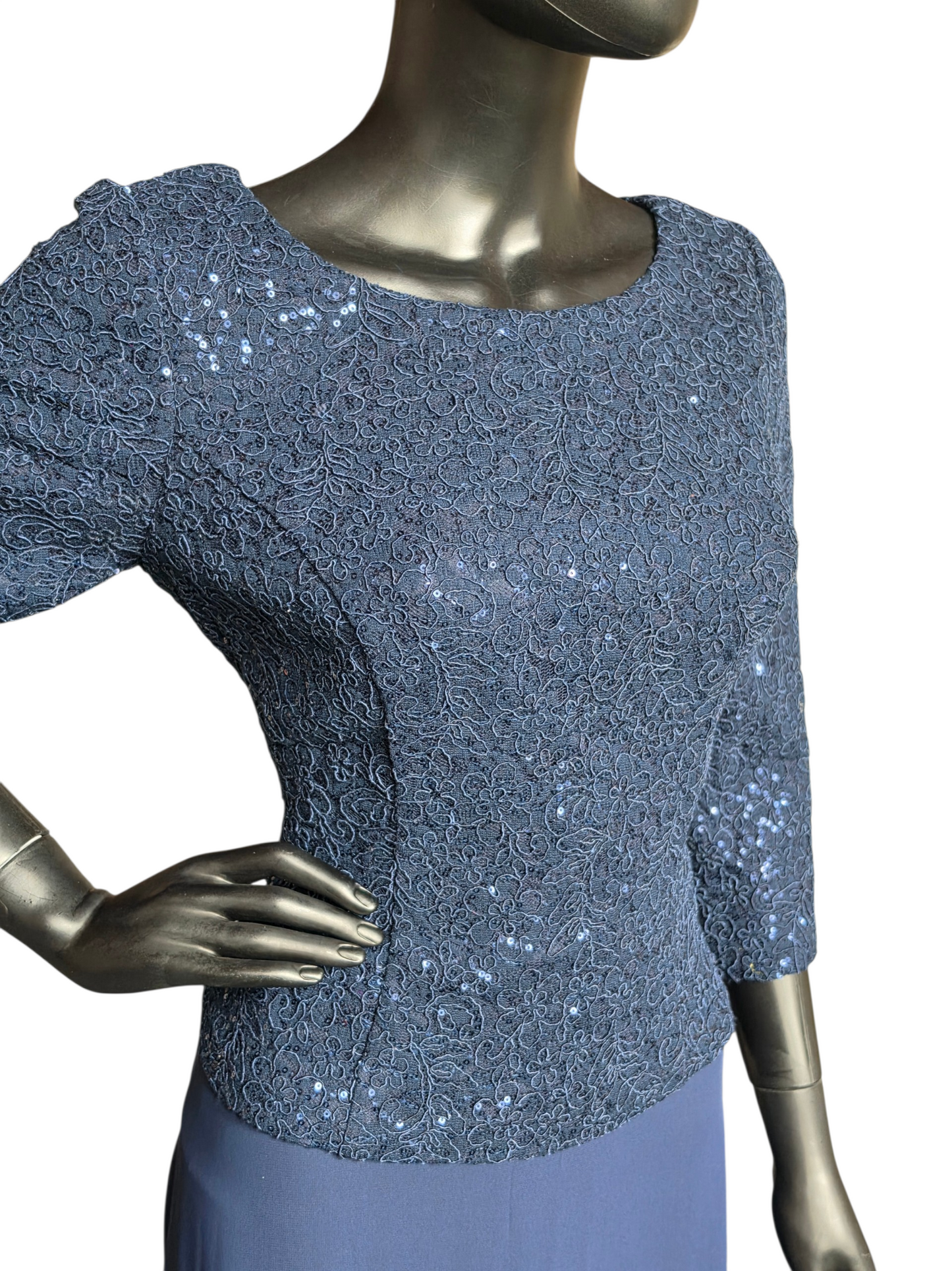Navy Long Sleeve Scoop Neck - Alex Evenings