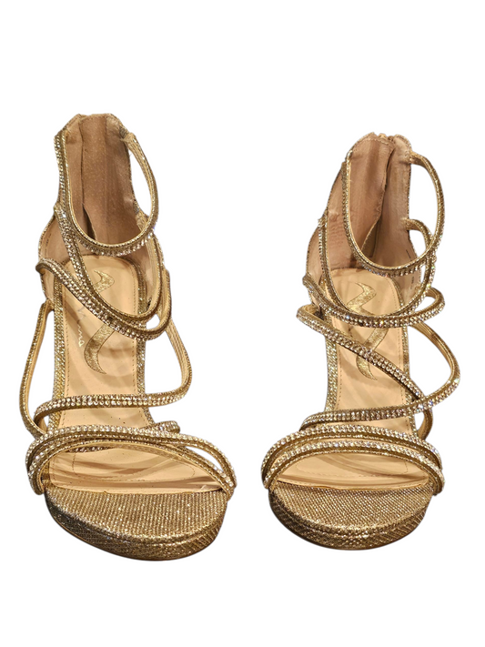 Nude/Gold Sparkle Stiletto Sandal - Nina