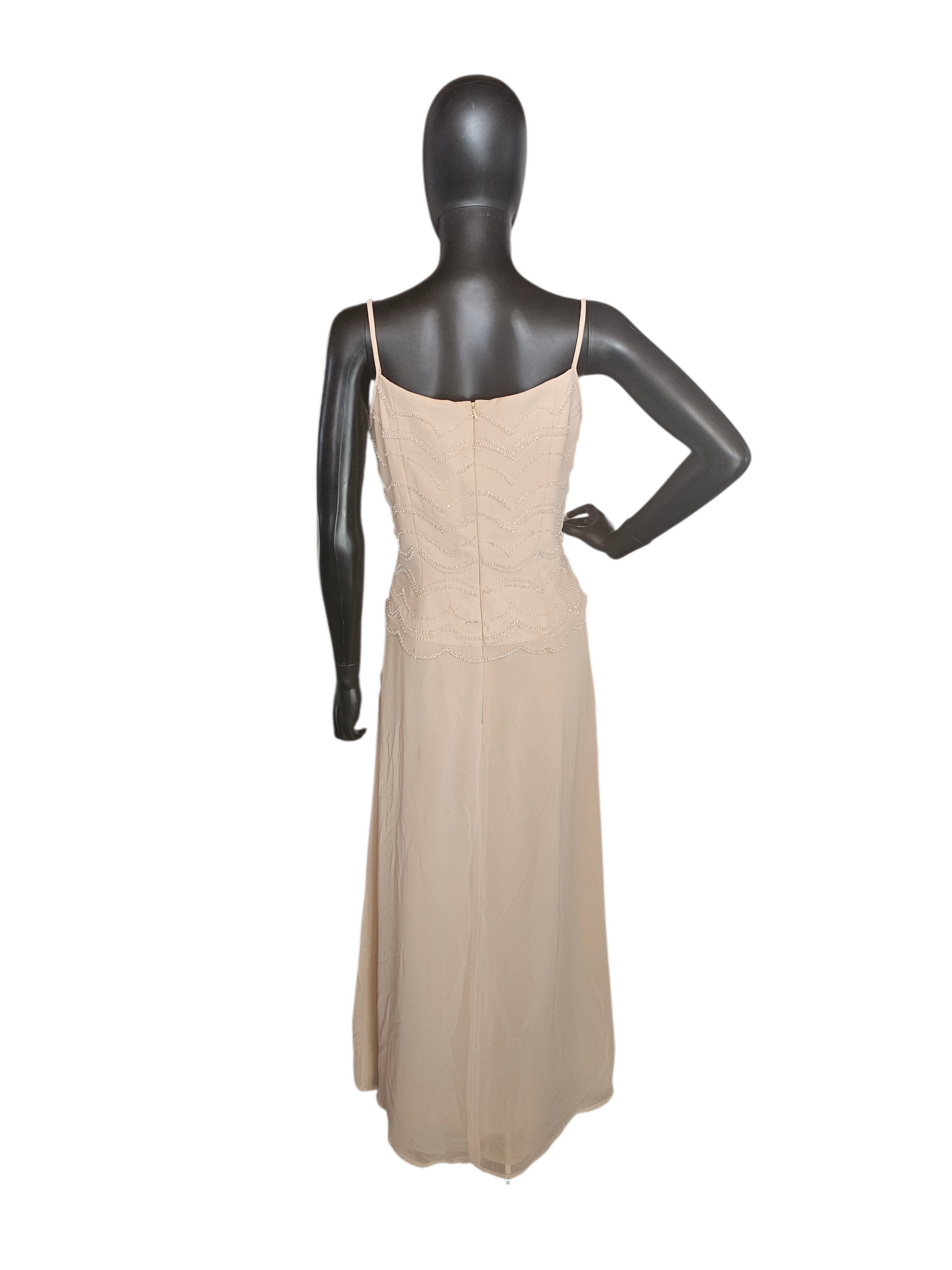 Cream Chiffon Beaded Formal Dress - Jade