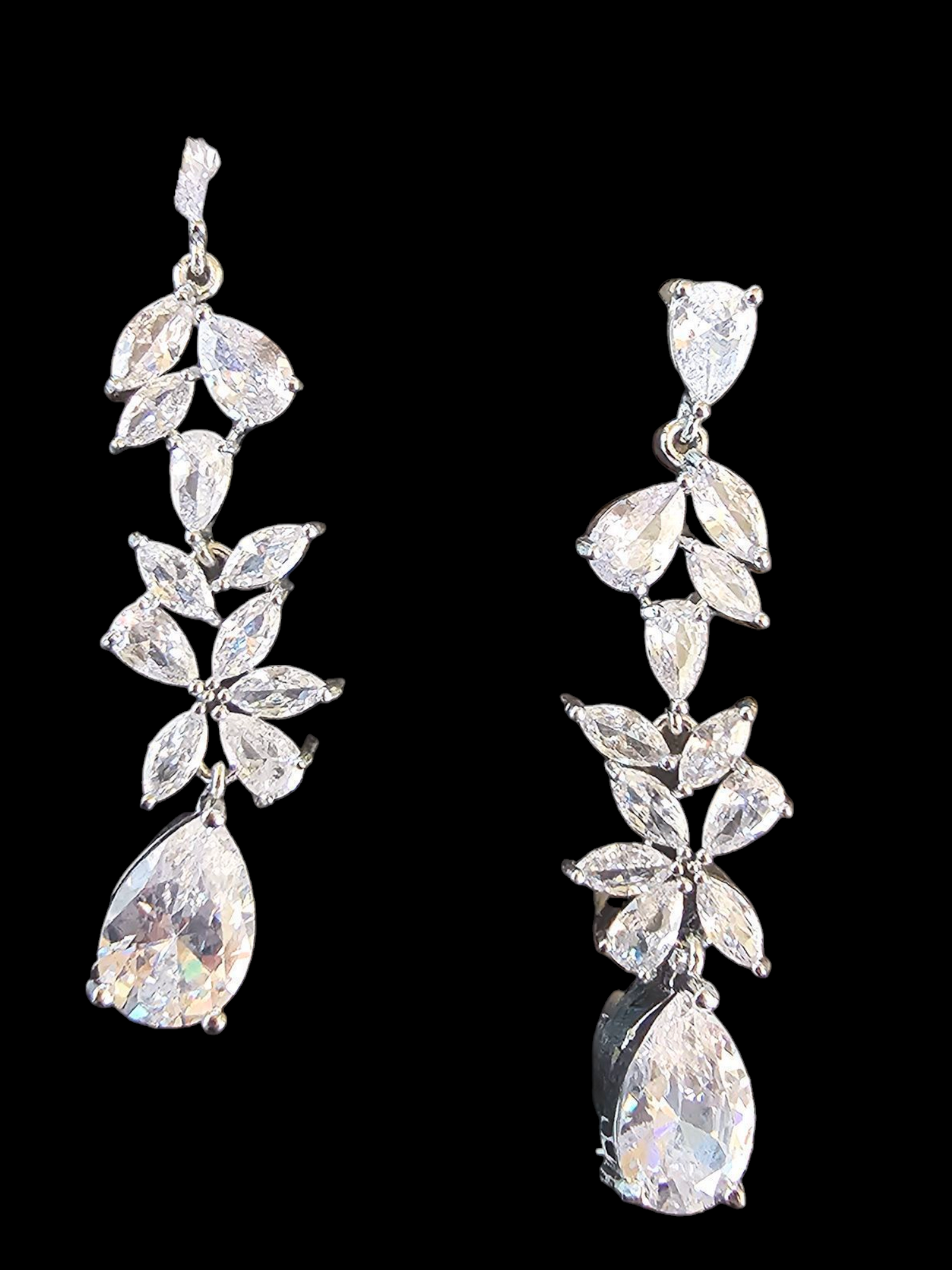 Silver Crystal Teardrop Earring