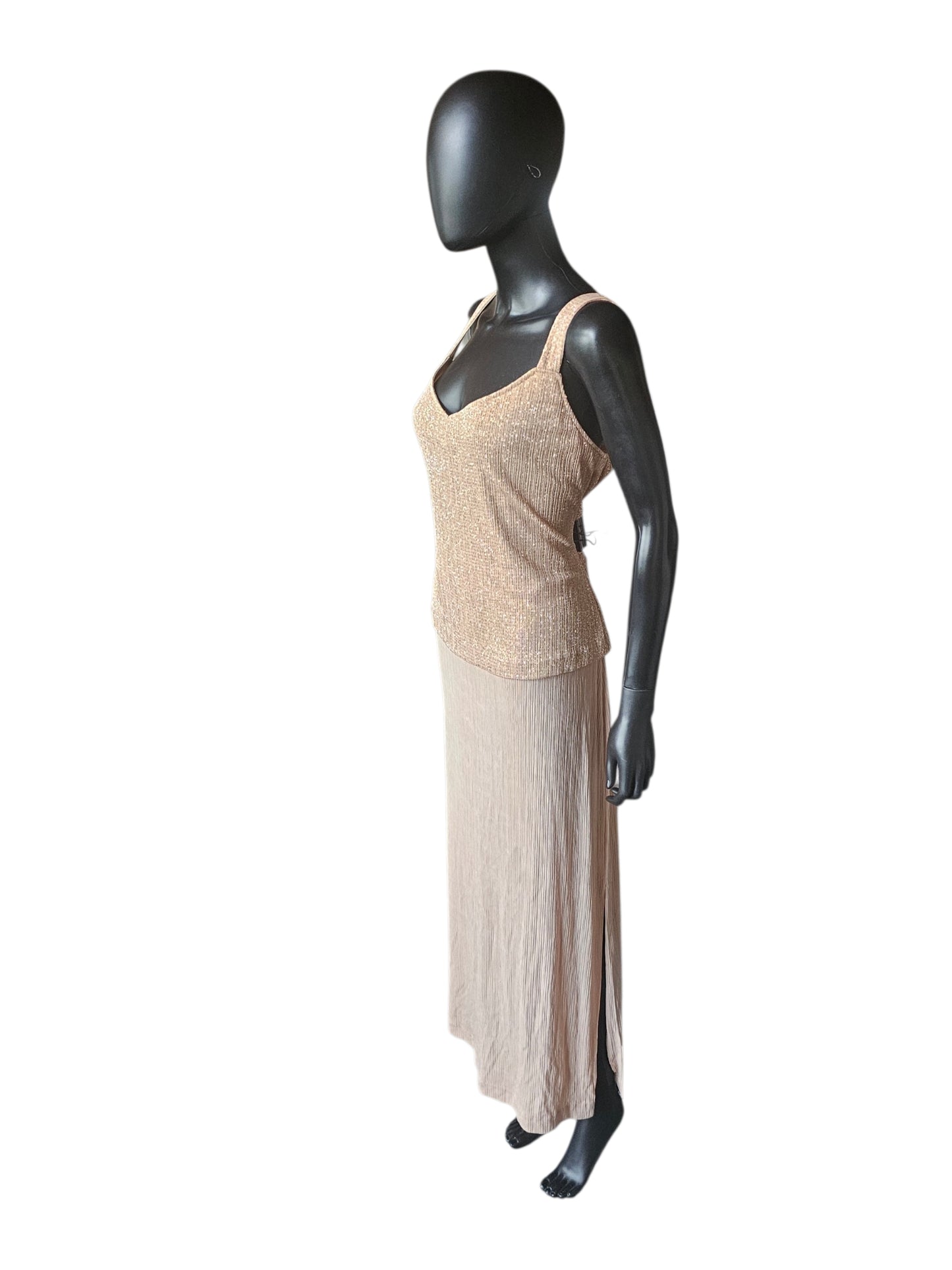 Gold Glitter W/Jacket Scoop Neck Jacket Detail - R & M Richards