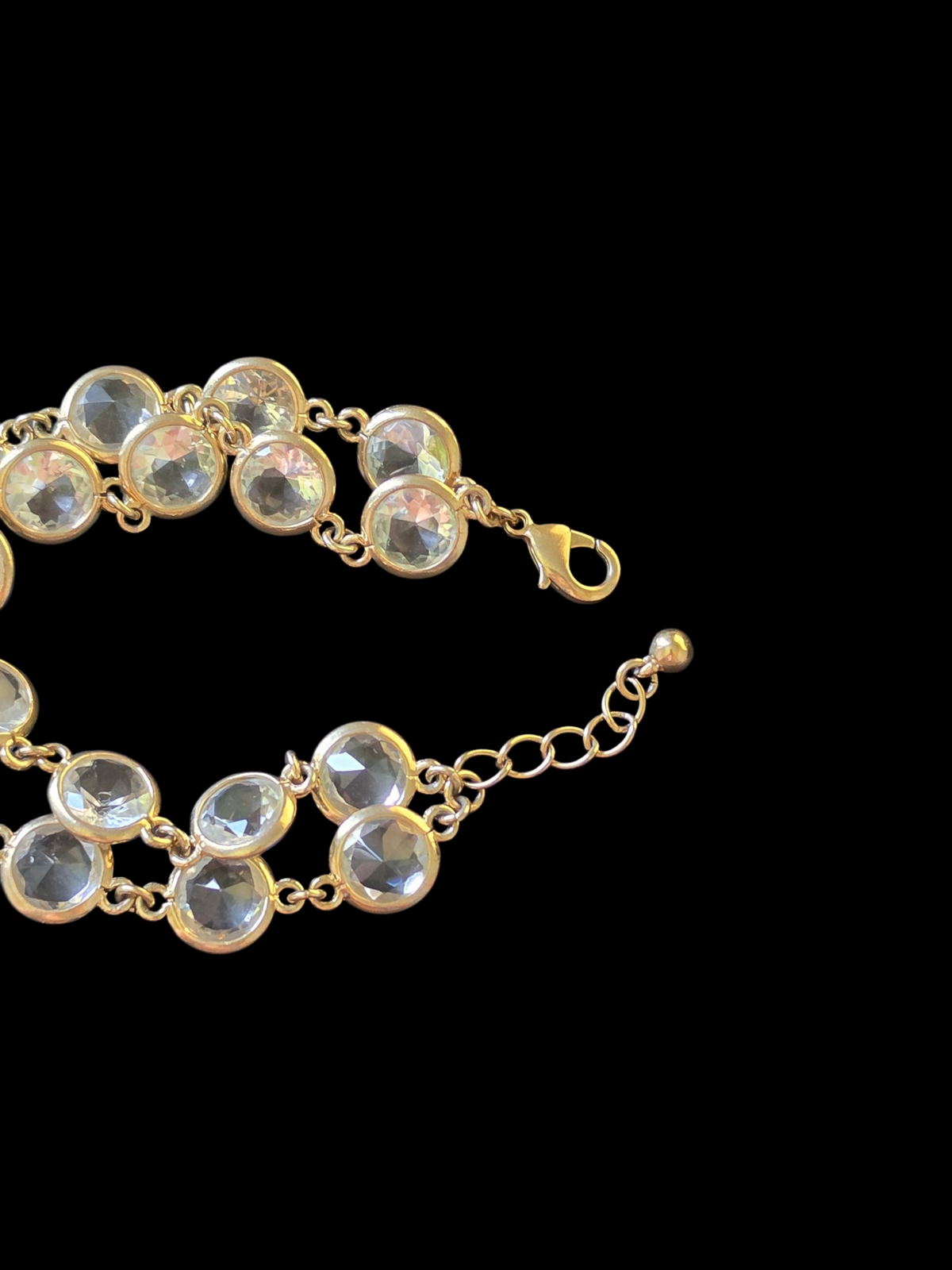 Gold/Crystal Double Strand Clasp Bracelet
