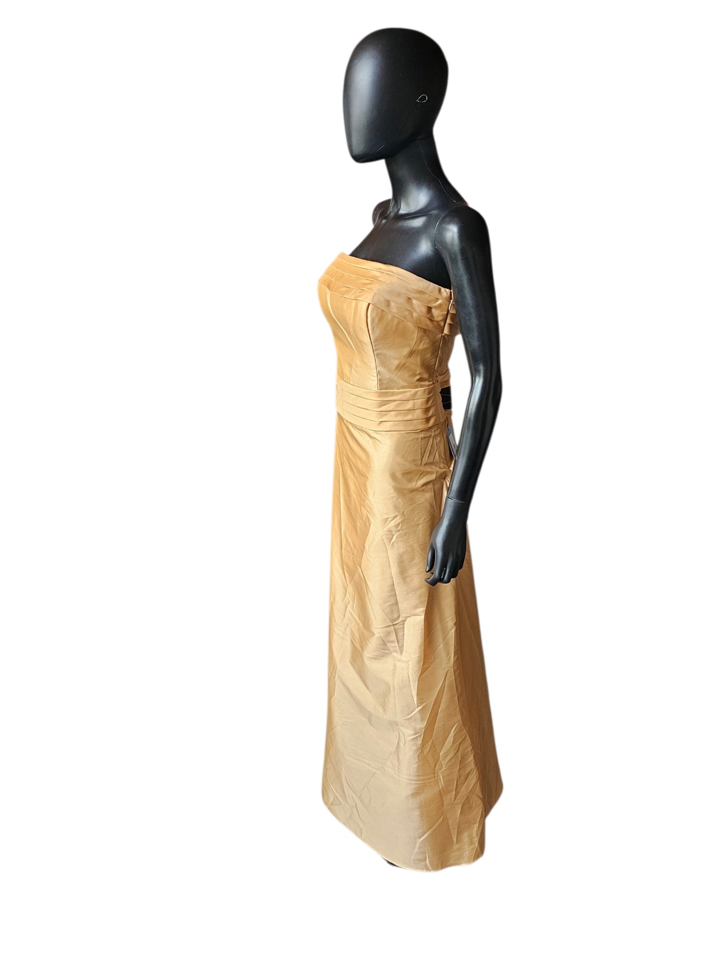 Gold Strapless Ruffle Tafetta - Bari Jay