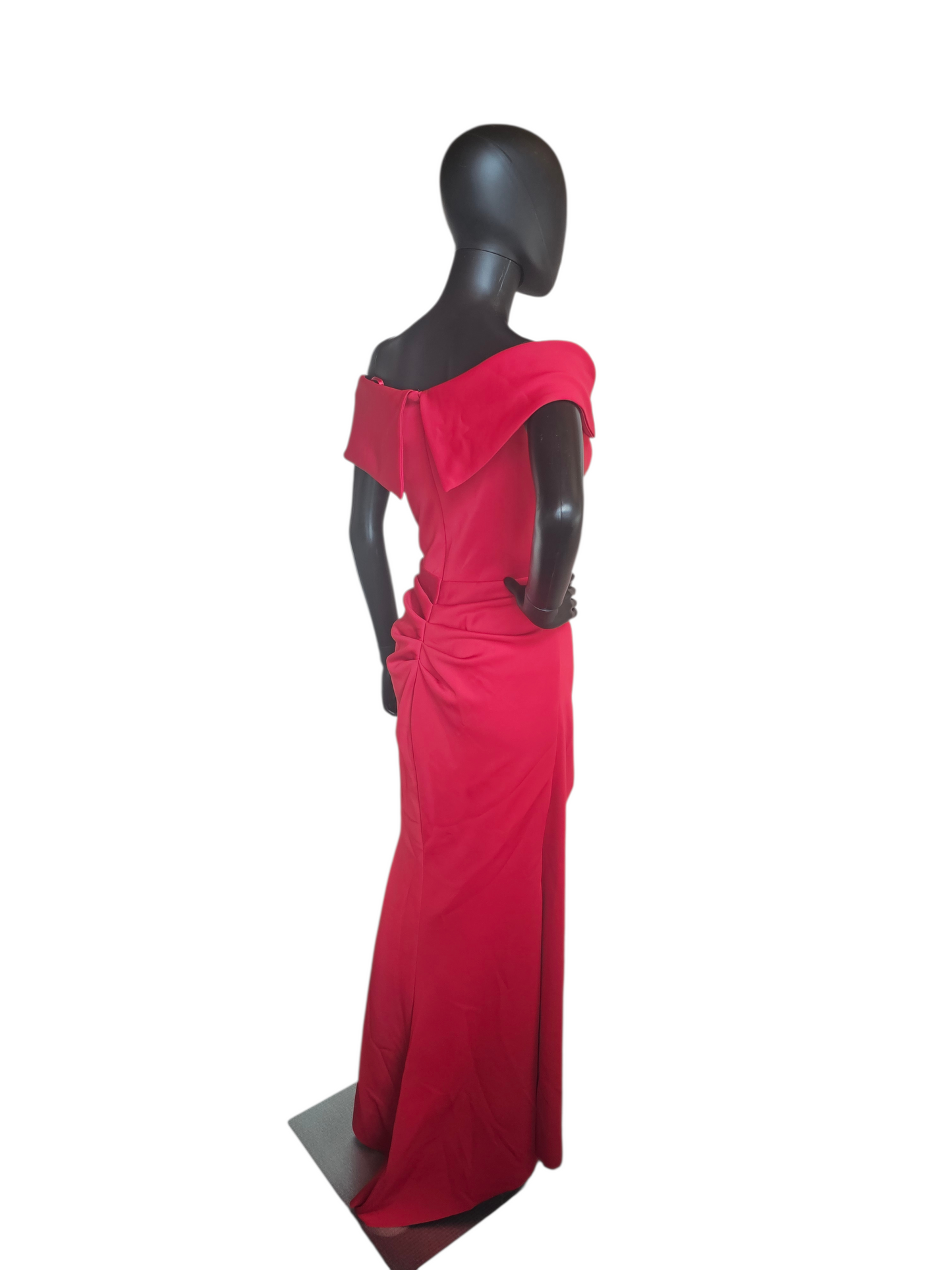 Red Neoprene Off Shoulder Fit/Flare Formal Gown NWT -  Xscape