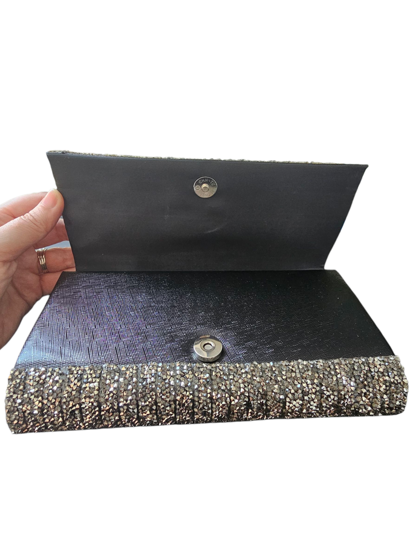 Black/Silver Beaded Clutch